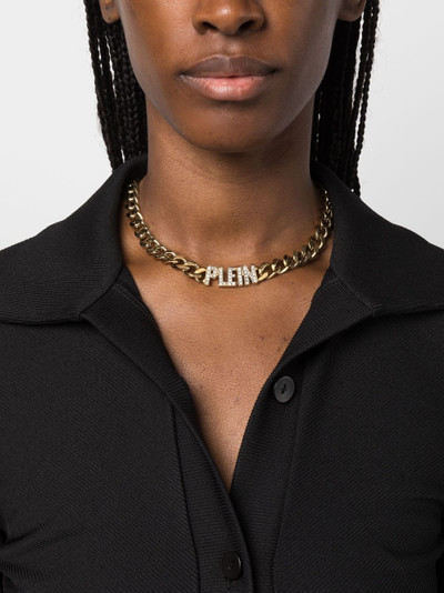PHILIPP PLEIN embellished-logo chain necklace outlook
