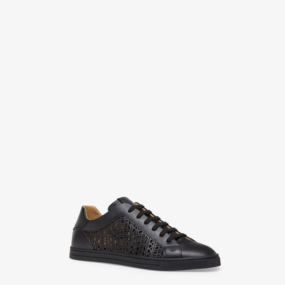 FENDI Black leather low-tops outlook