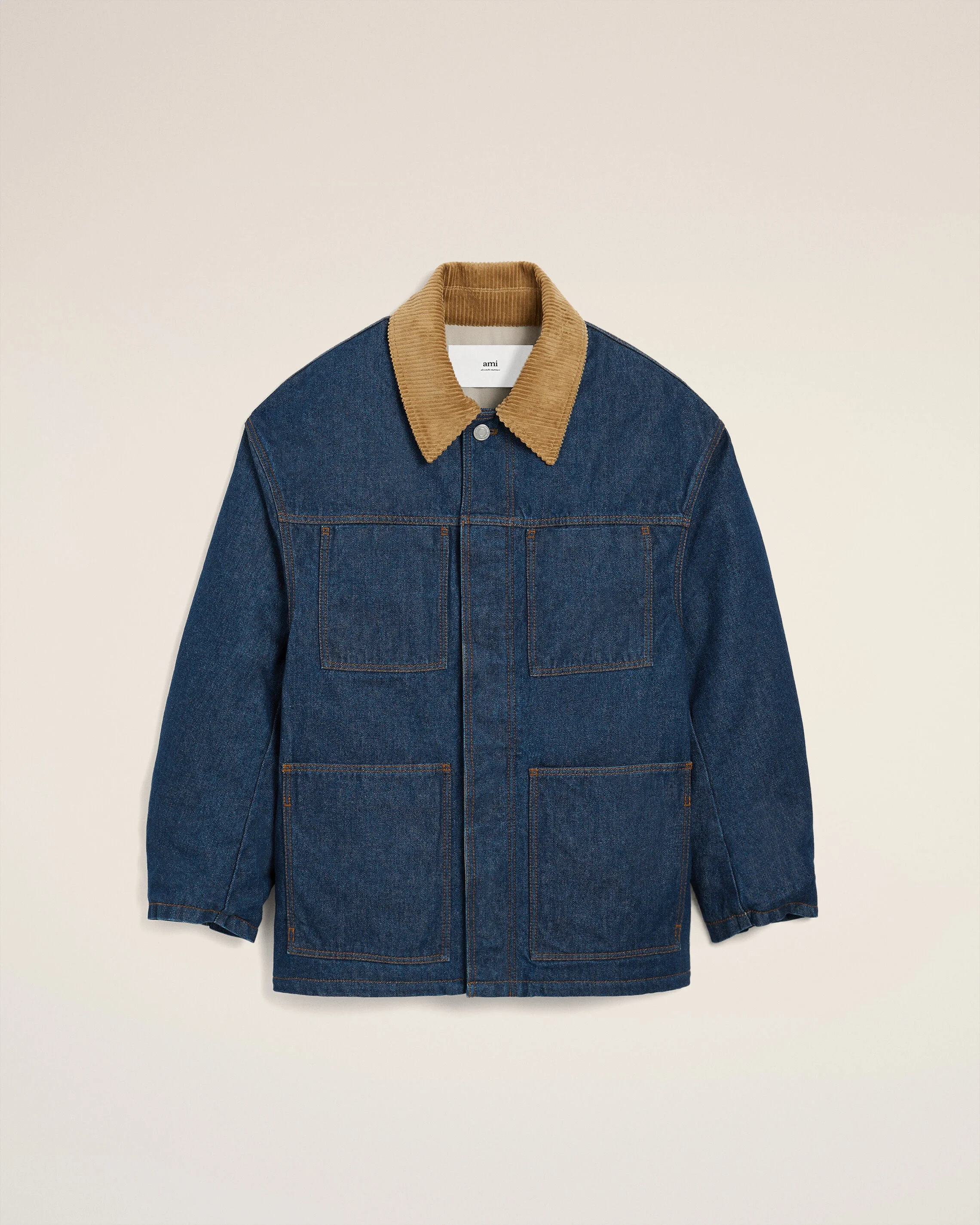 BLUE COTTON PADDED WORKER JACKET - 1