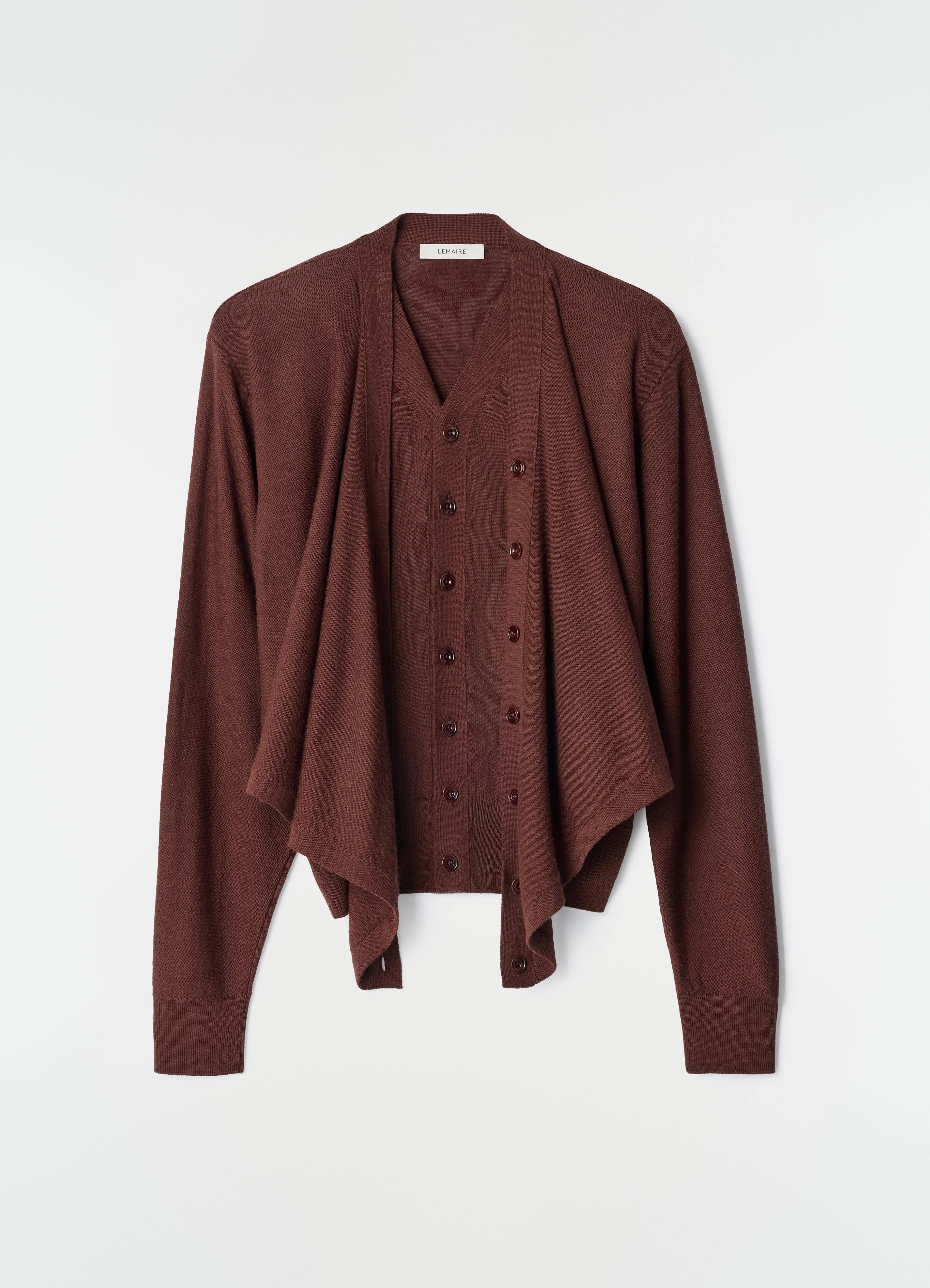 TROMPE-L’ŒIL CARDIGAN IN MERINO WOOL BLEND - 1