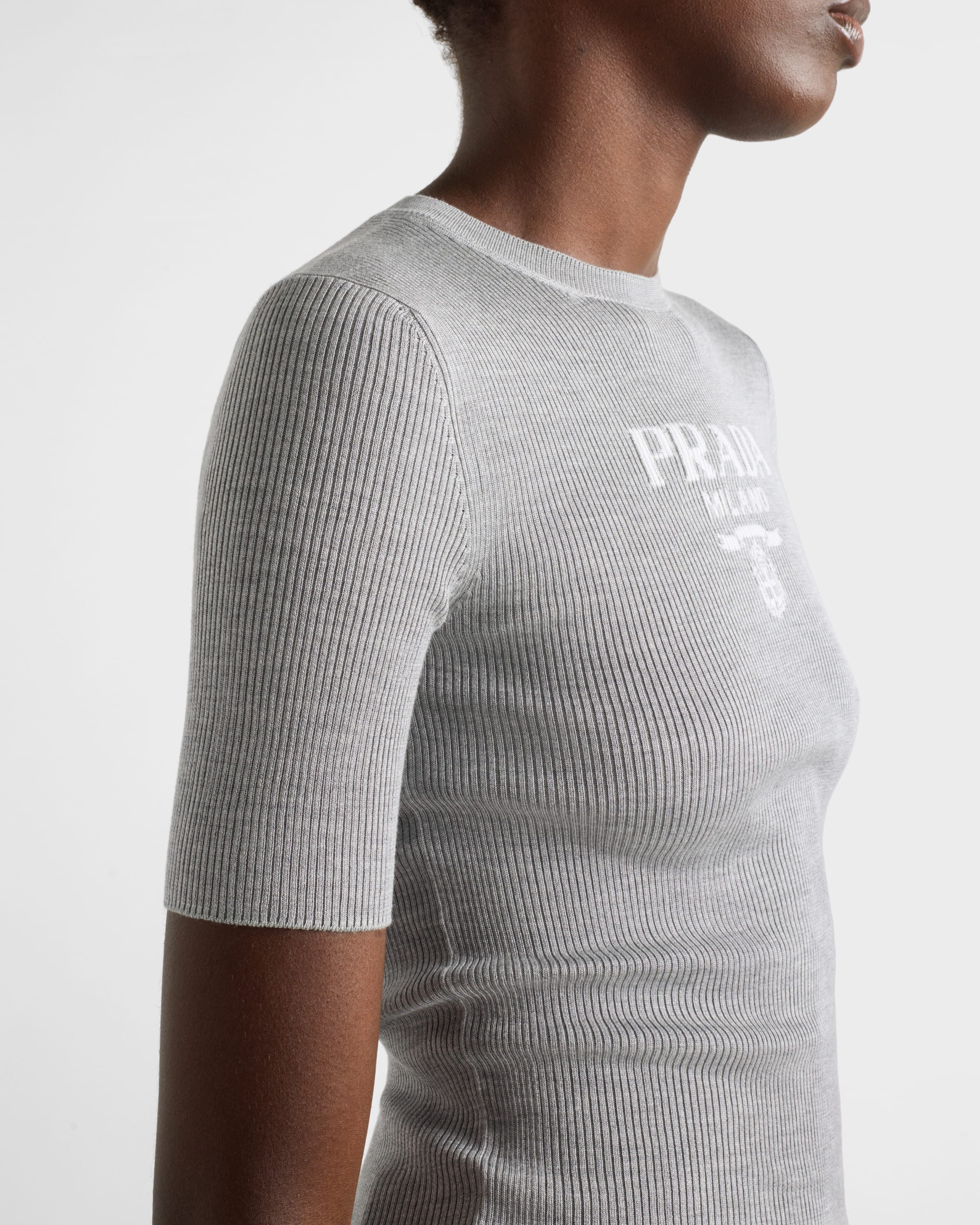 Silk crew-neck sweater with logo - 6