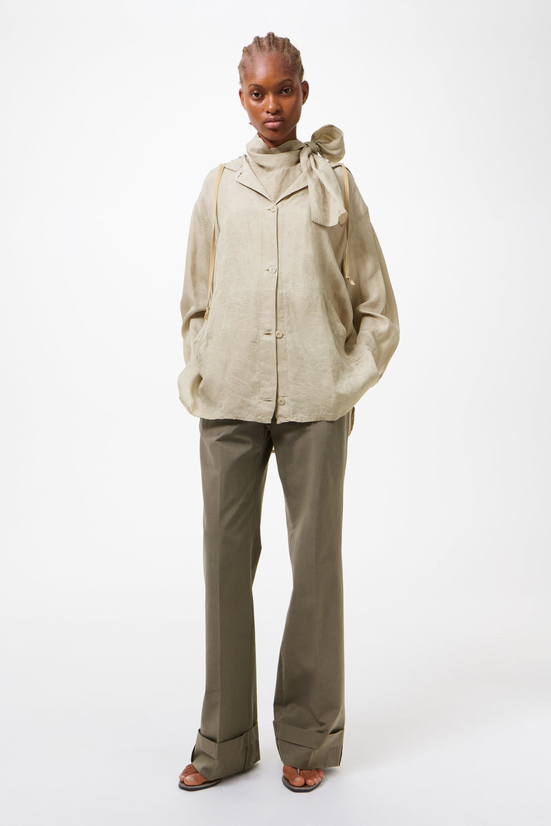 Our Legacy Rover Shirt Ghost Grey Wax Dipped Cupro outlook