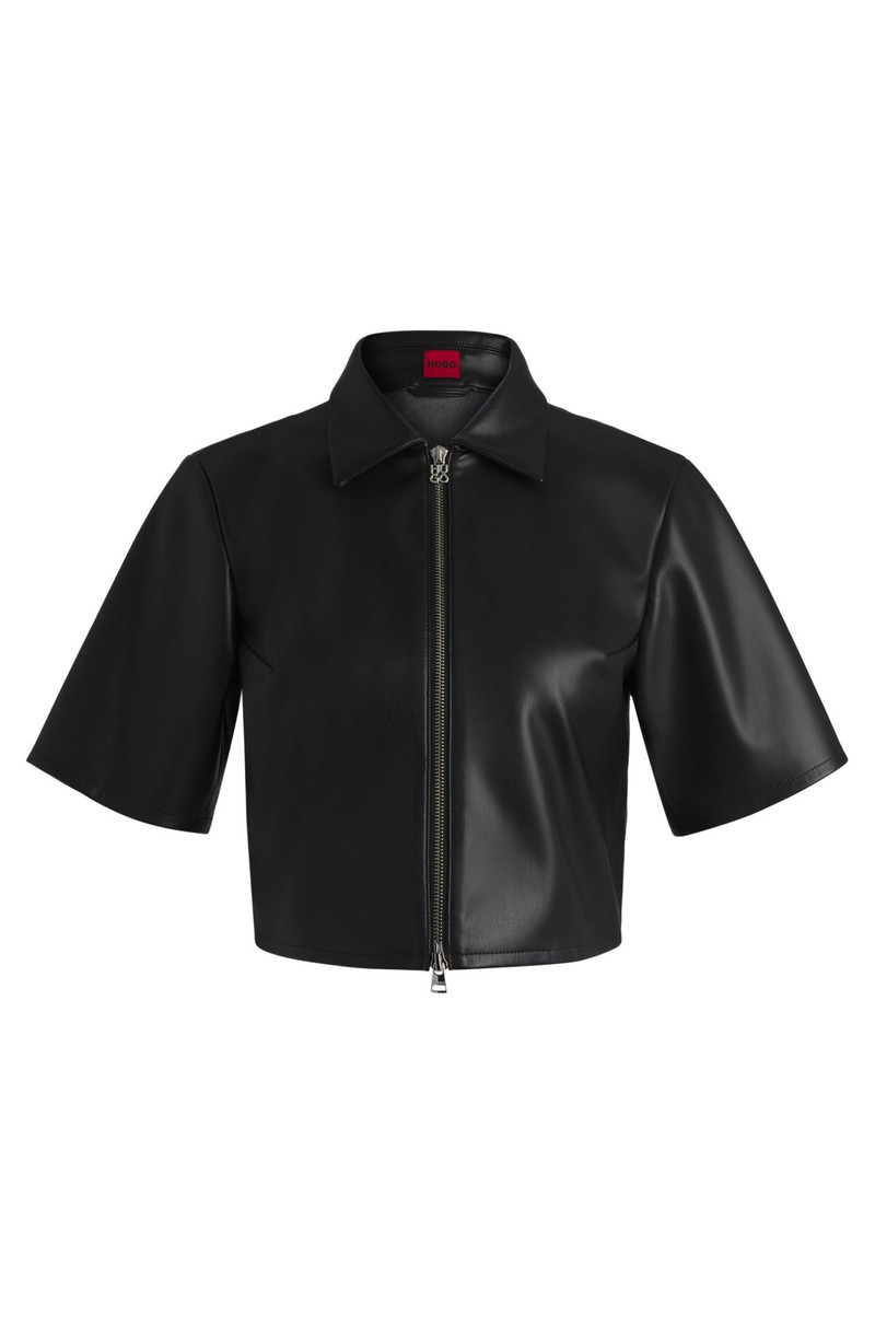 SHARP-FIT TOP IN FAUX LEATHER WITH POINT COLLAR 1