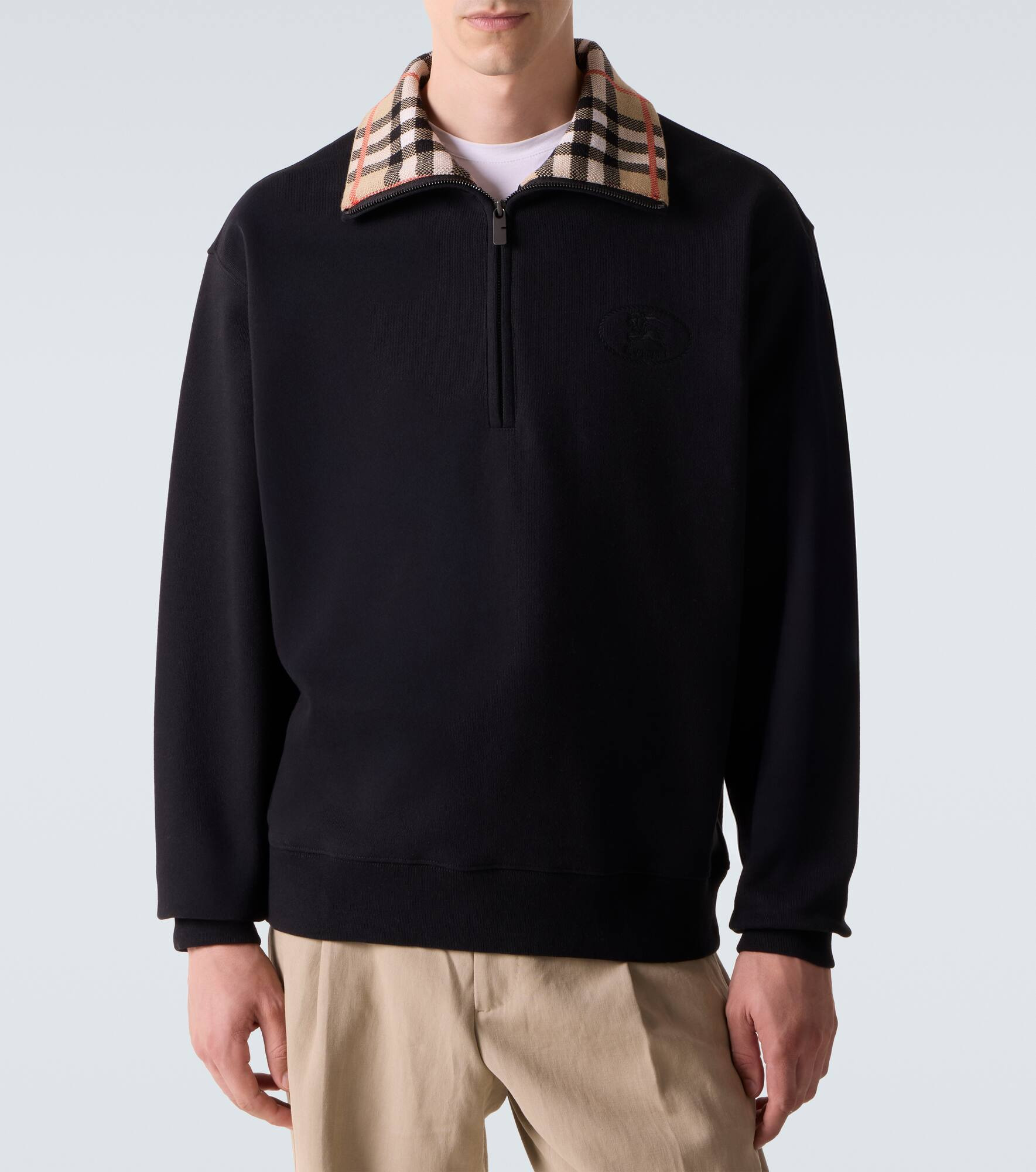 Burberry Check cotton jersey half-zip sweatshirt - 3