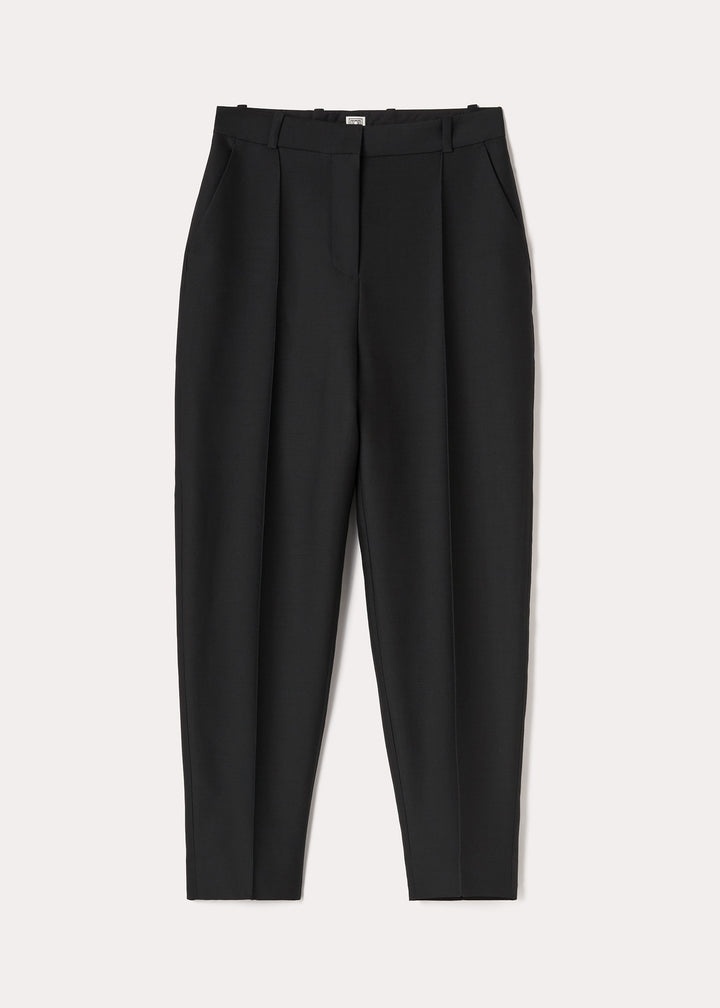 Sewn pleat wool trousers black - 1