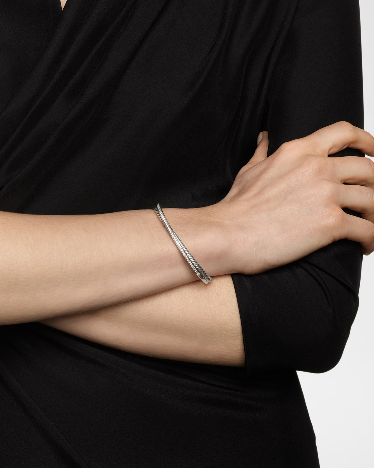 6mm Crossover Bracelet in Silver - 2