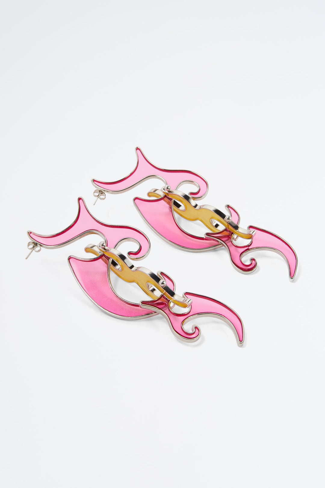 PINK & YELLOW FLAME EARRINGS - 1