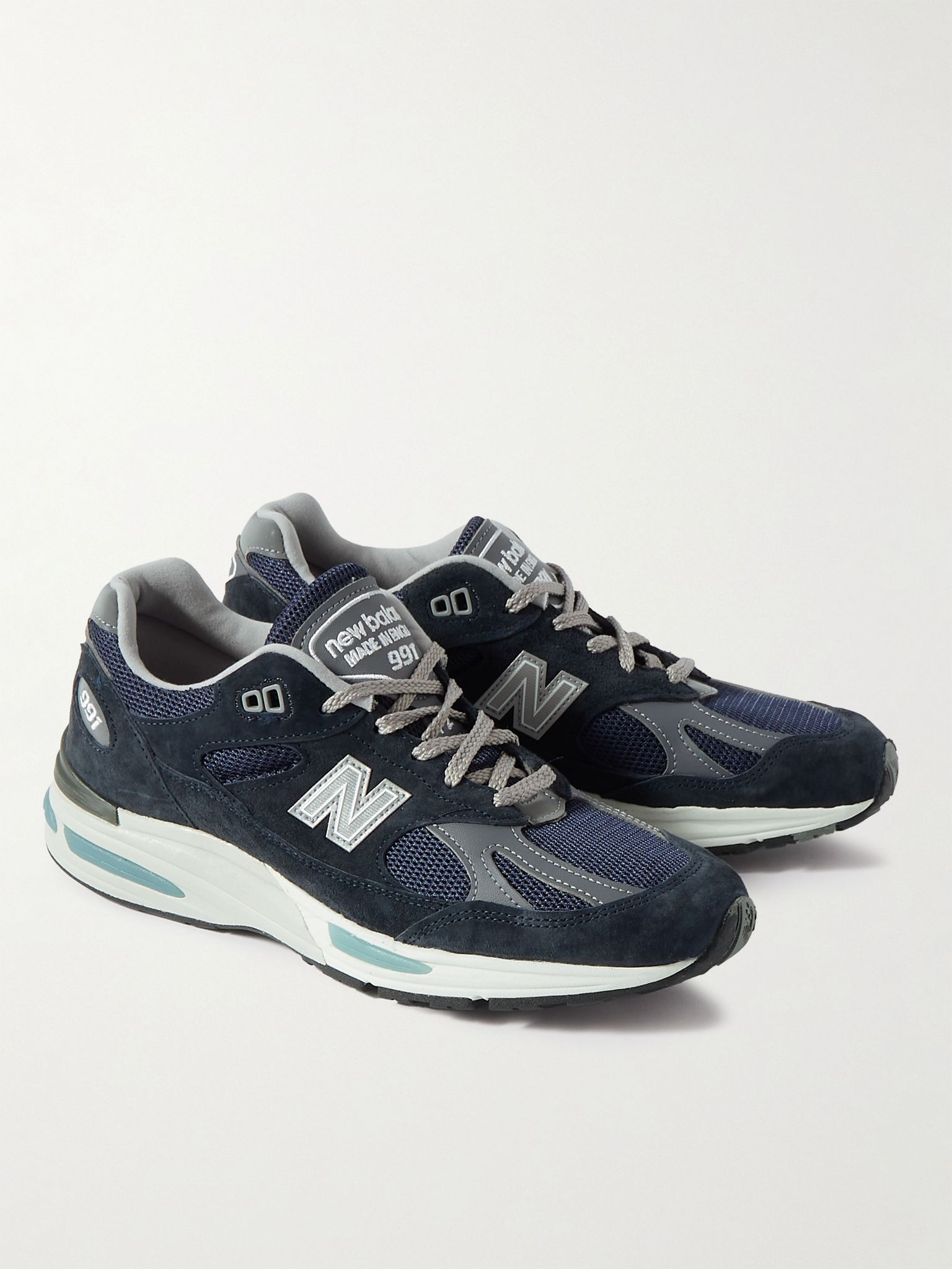 991v2 Suede, Mesh and Faux Leather Sneakers Blue - 4