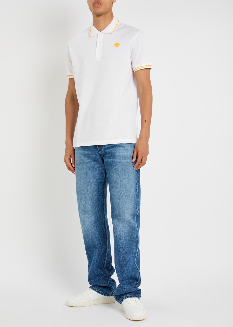 Versace Logo-embroidered Cotton Piqué Polo Shirt - 4