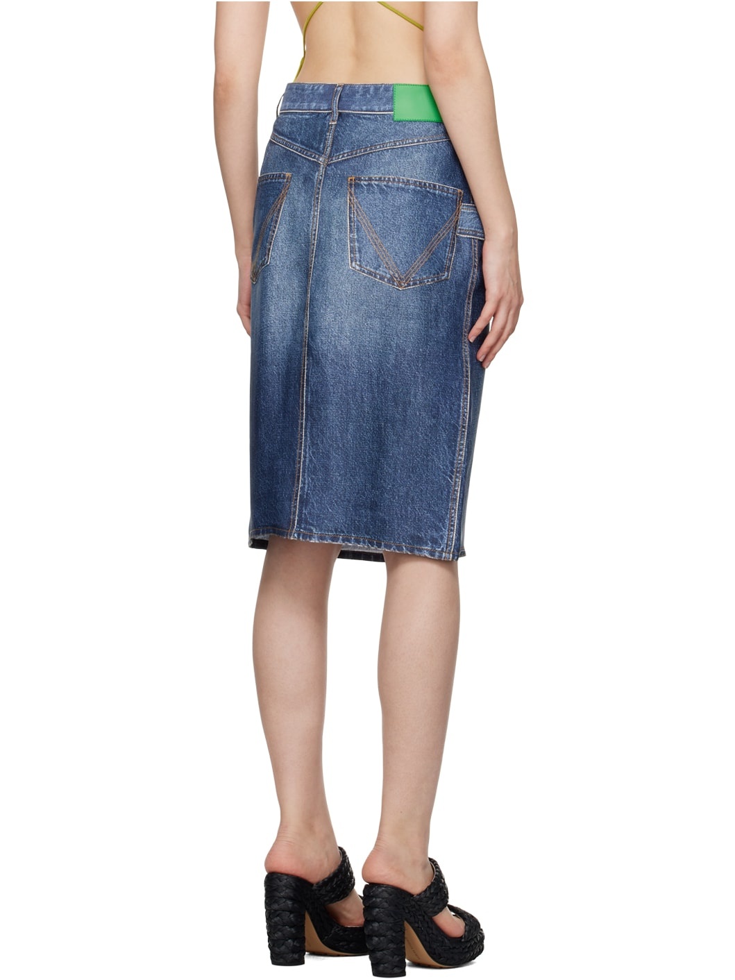 Blue Printed Midi Skirt - 3