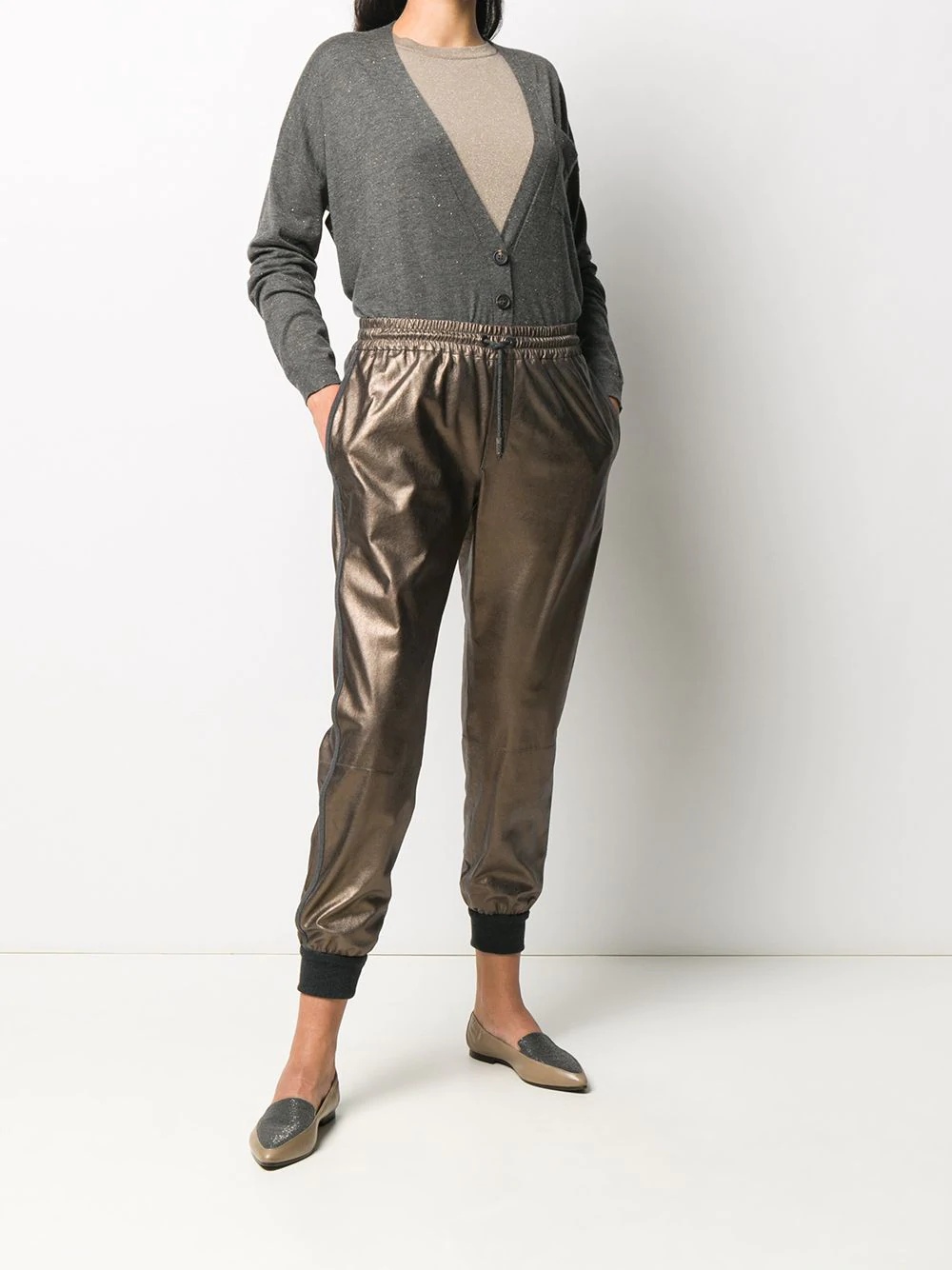 metallic-effect track pants - 2