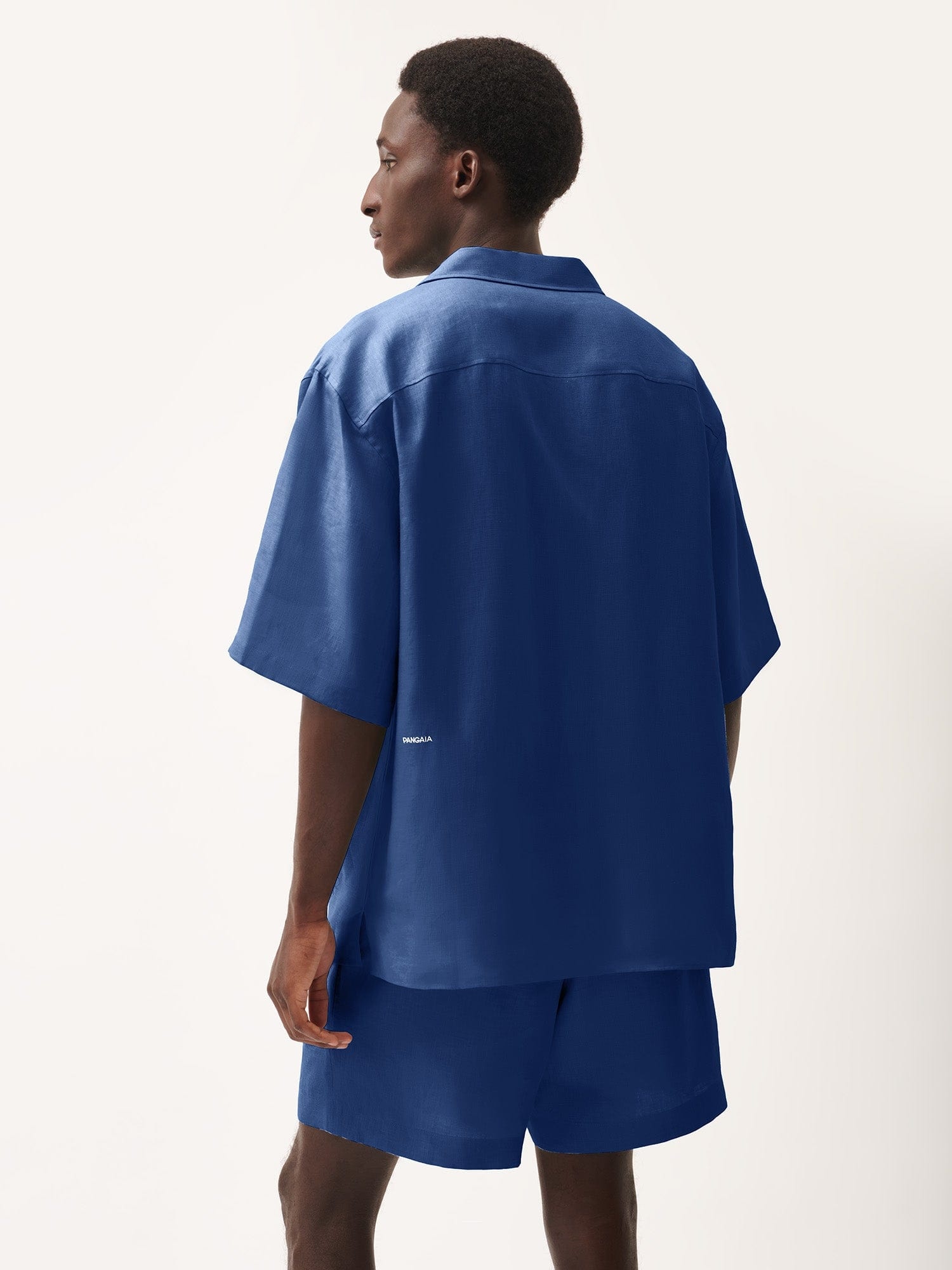 Mens DNA Linen Camp Collar Shirt - Lapis Blue - 3