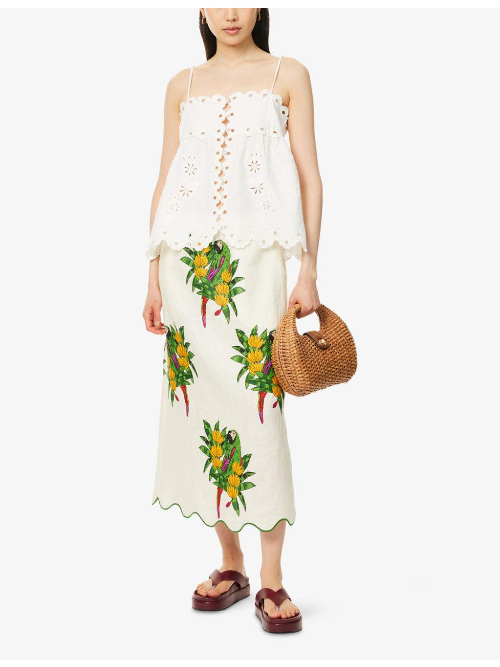 Flowers Richelieu Embroidered Linen Top - 2