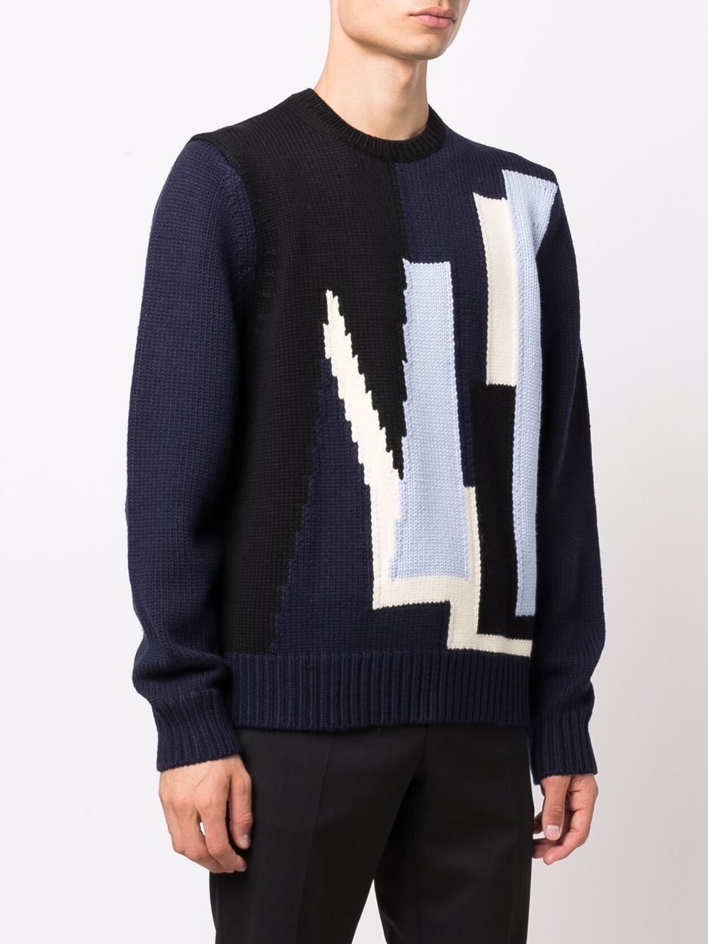 panelled crew-neck jumper - 3