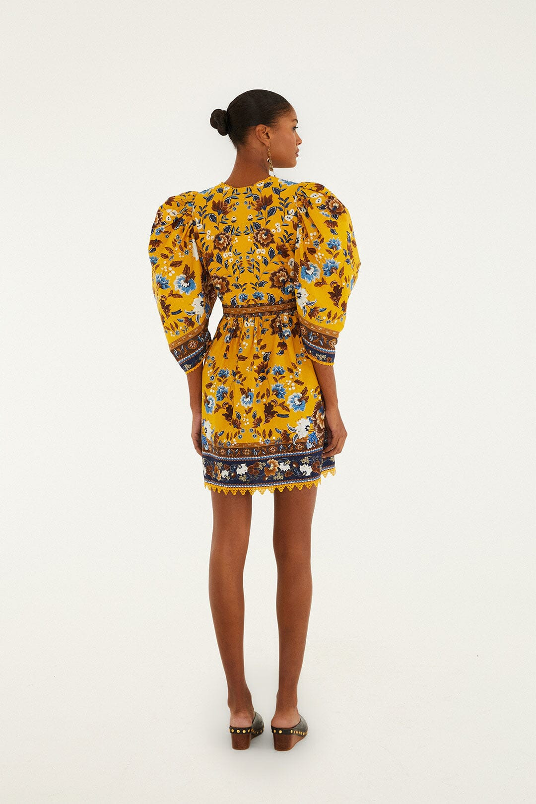 Yellow Flowering Garden Tree Mini Dress - 4