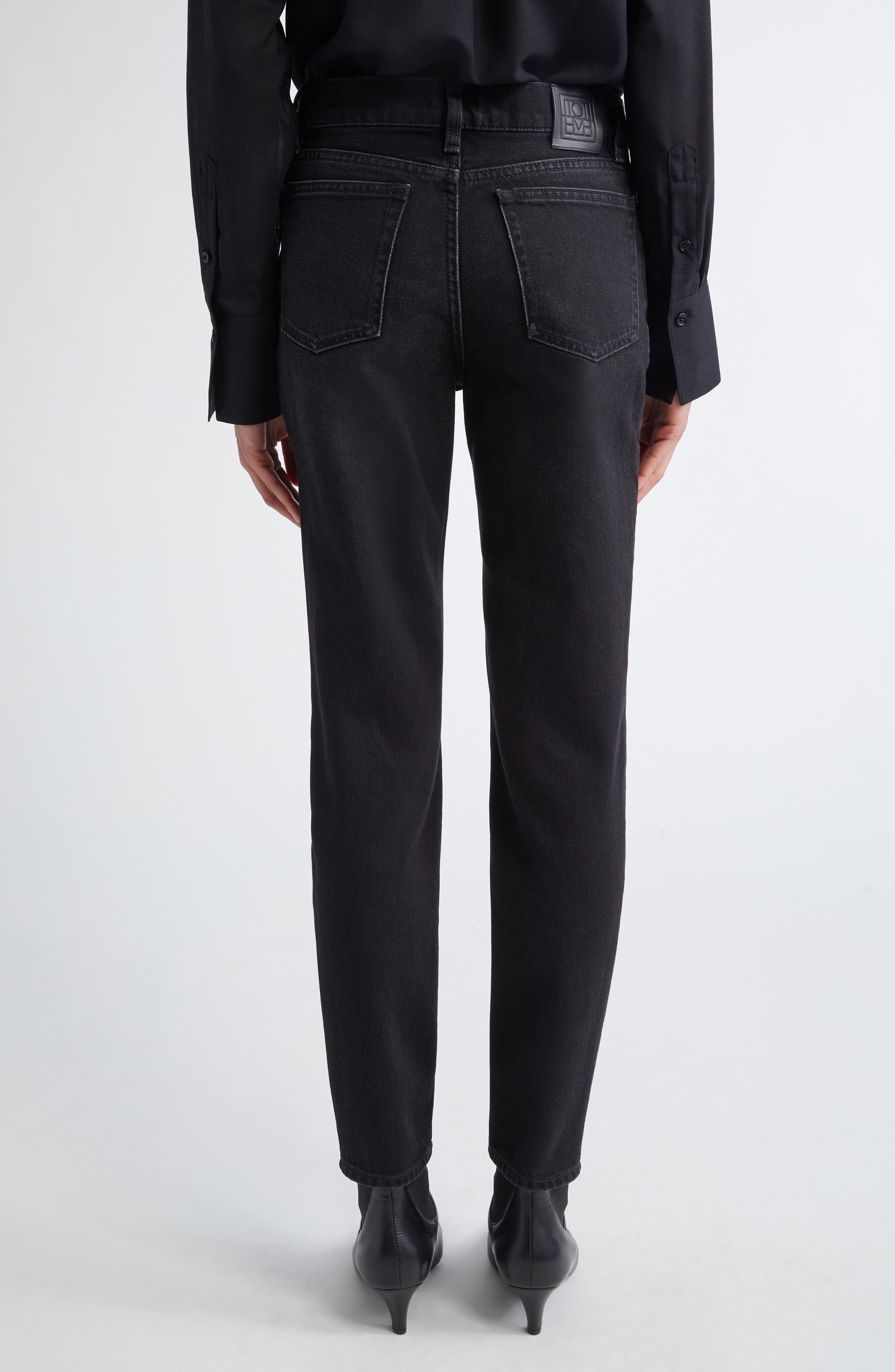 TOTEME Low Rise Tapered Leg Jeans in Faded Black at Nordstrom - 3