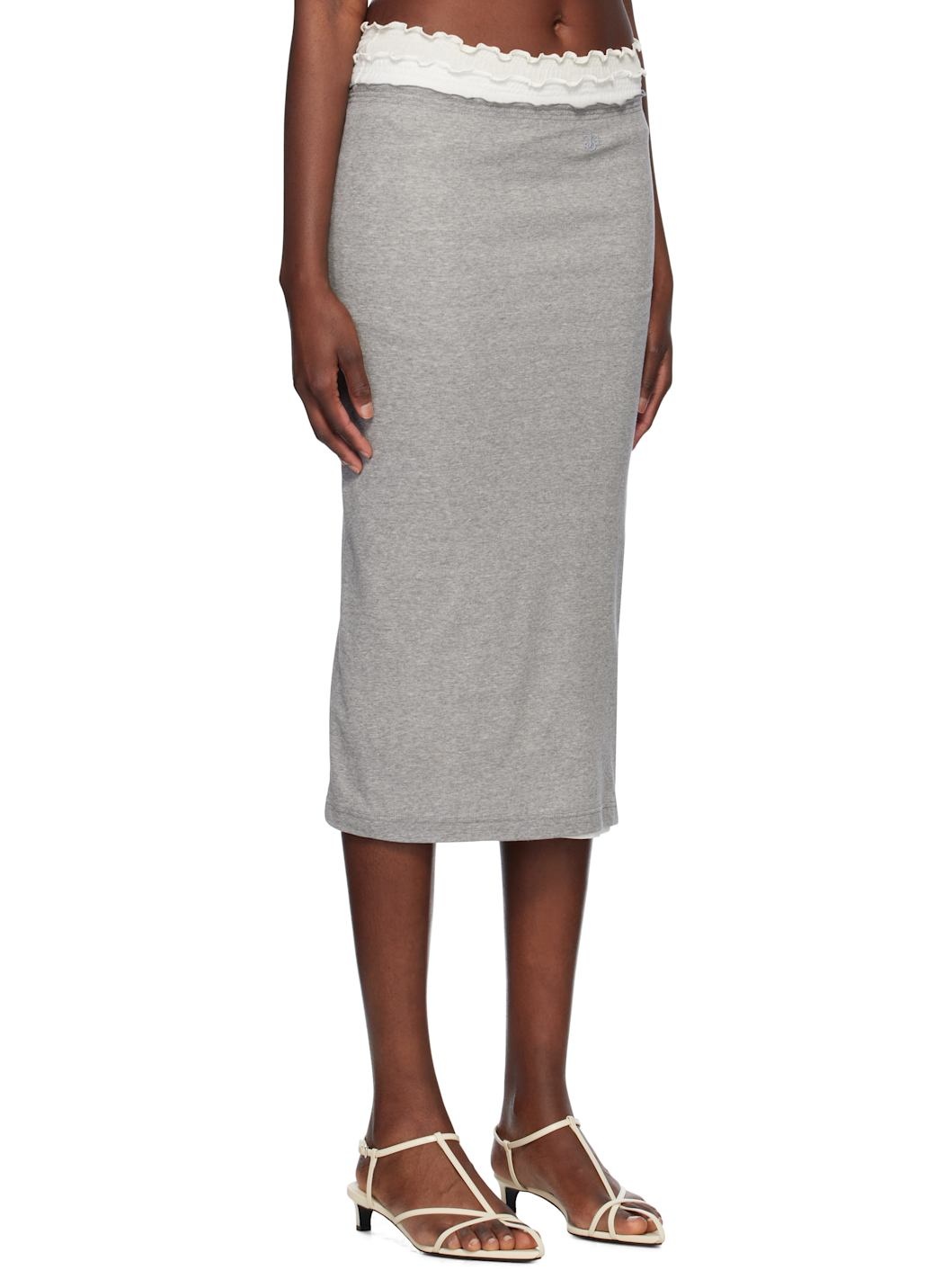 Gray 3 Layers Midi Skirt Set - 2