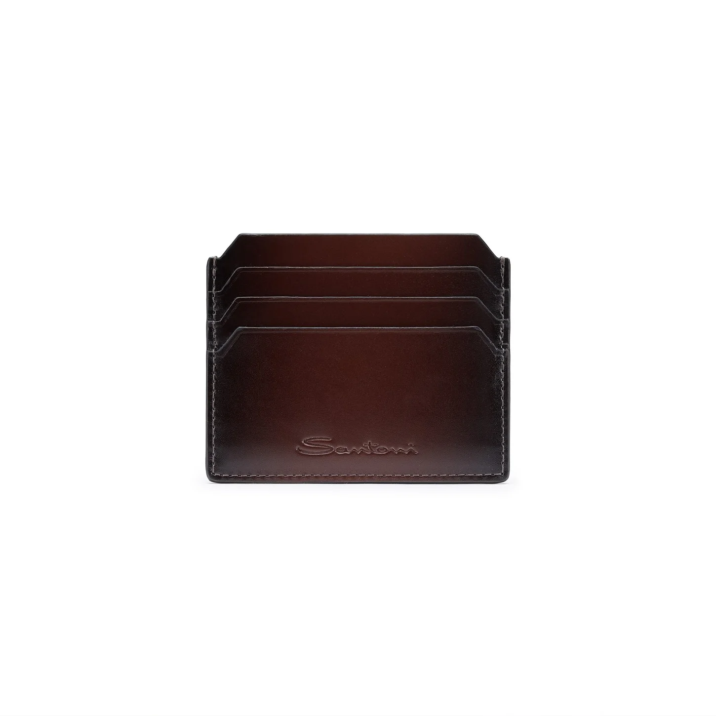 Dark brown leather credit card holder - 1