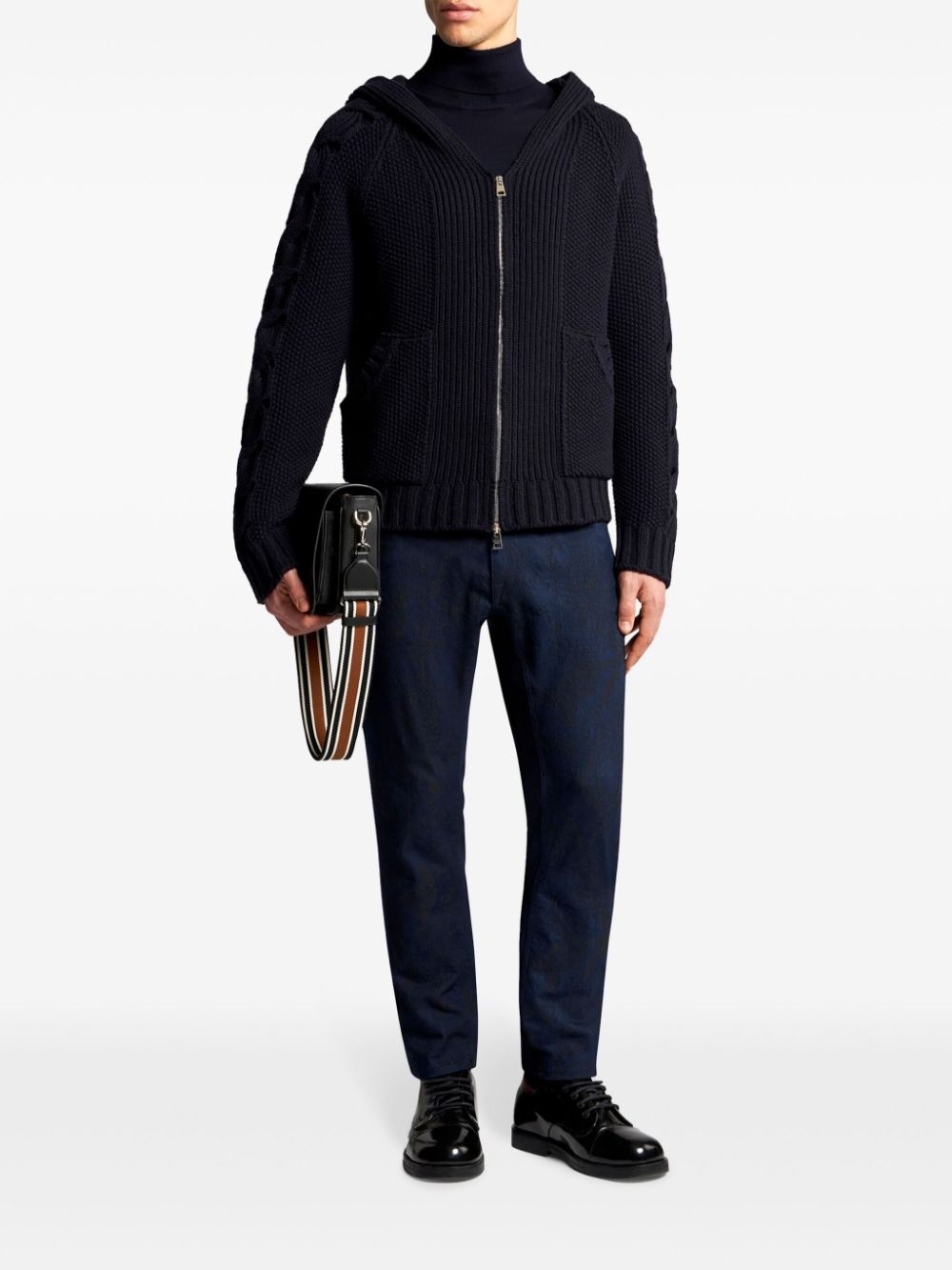 hooded cable-knit cardigan - 2