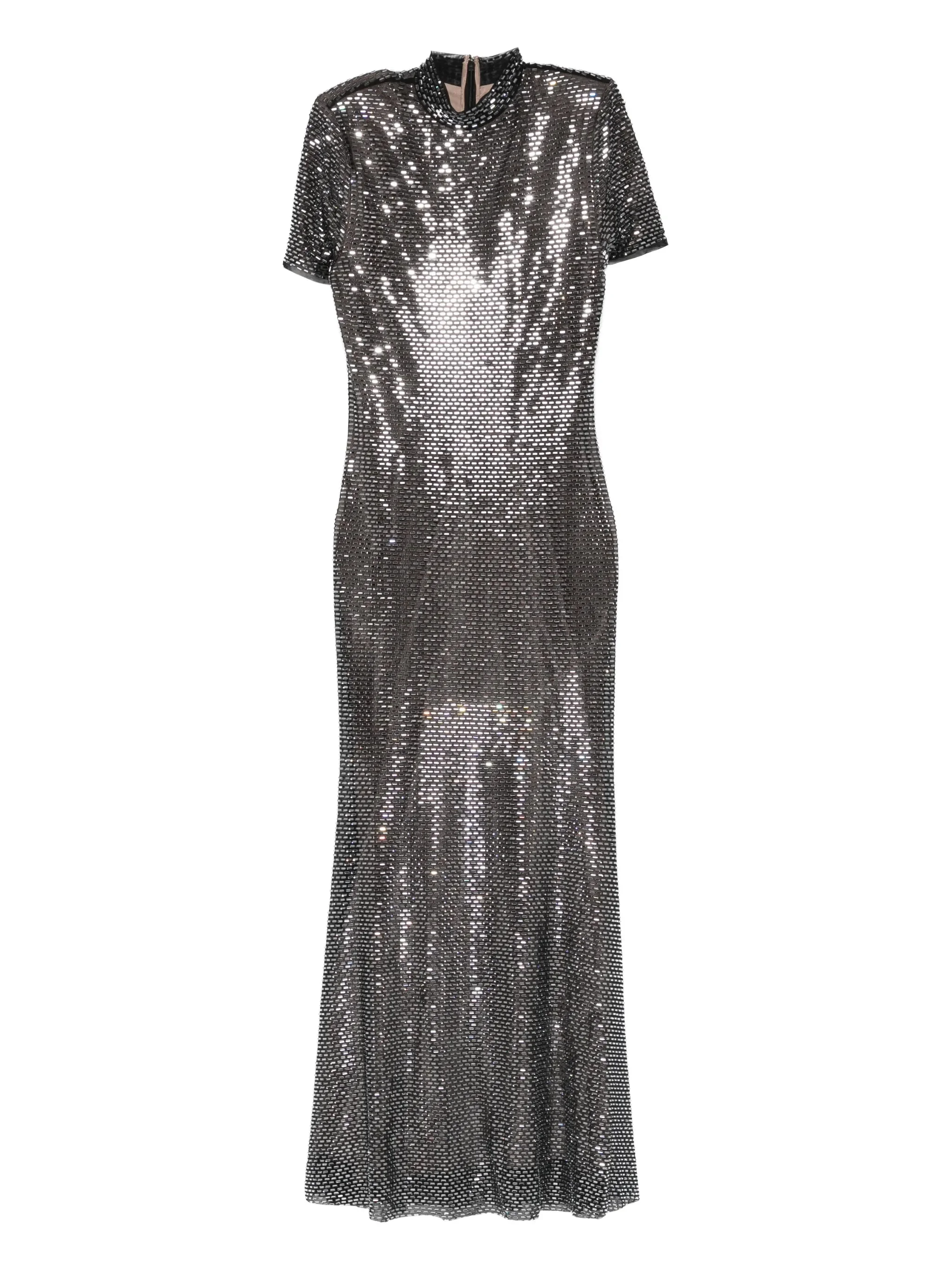 embellished short-sleeve midi dress - 1