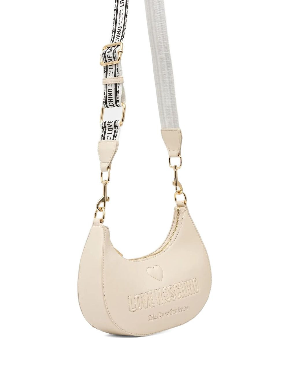logo-embossed half-moon crossbody bag - 1