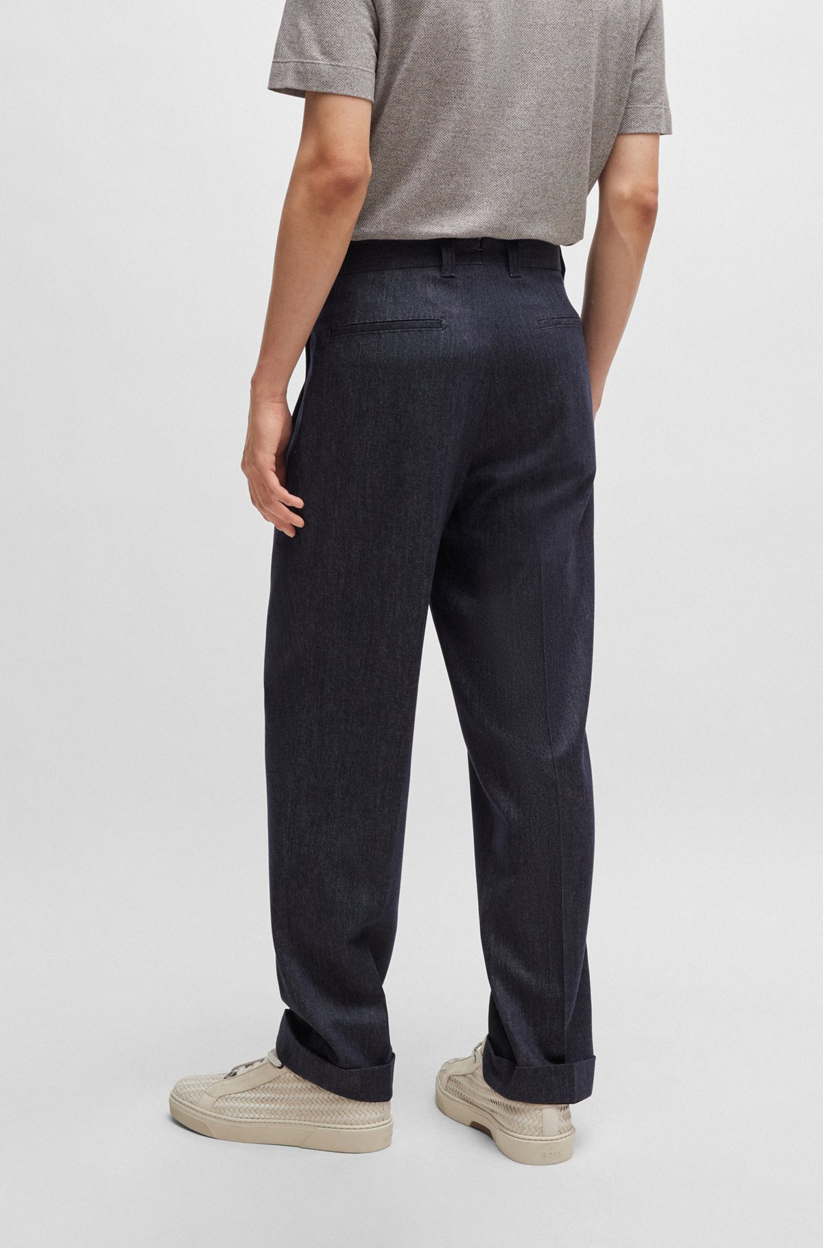 RELAXED-FIT TROUSERS IN DENIM-EFFECT WOOL - 4