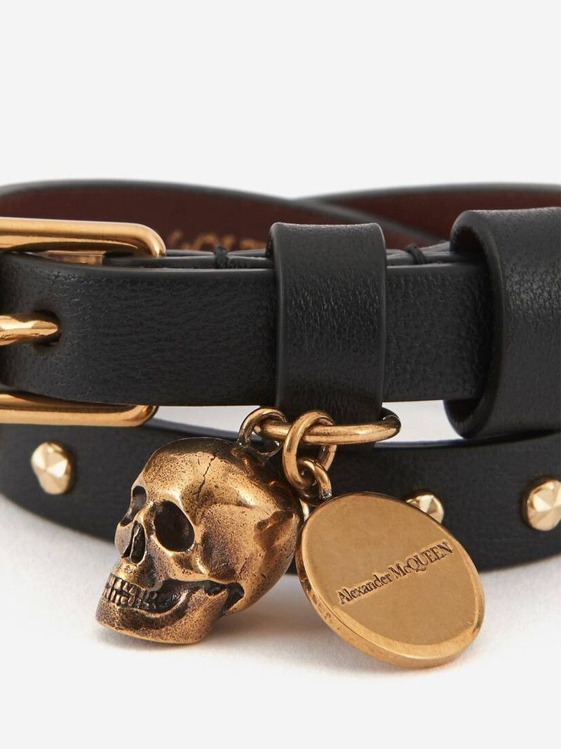 Women's Hammered Studs Double-wrap Bracelet in Black 3