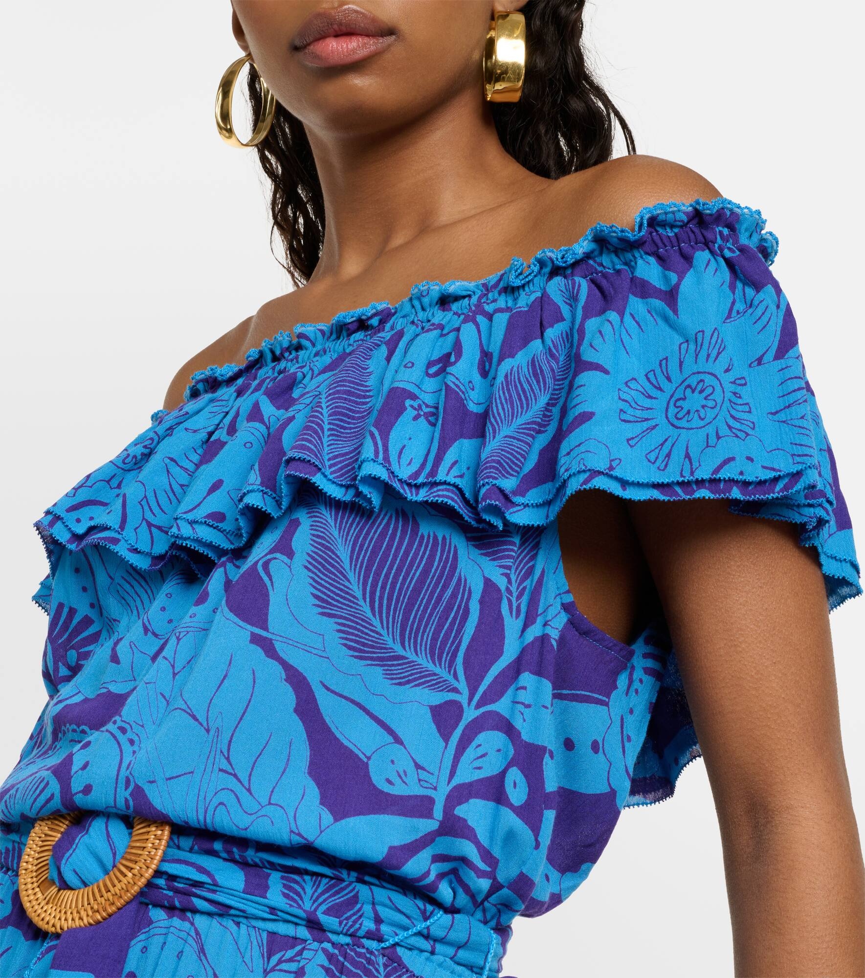 Bella printed off-shoulder minidress - 4