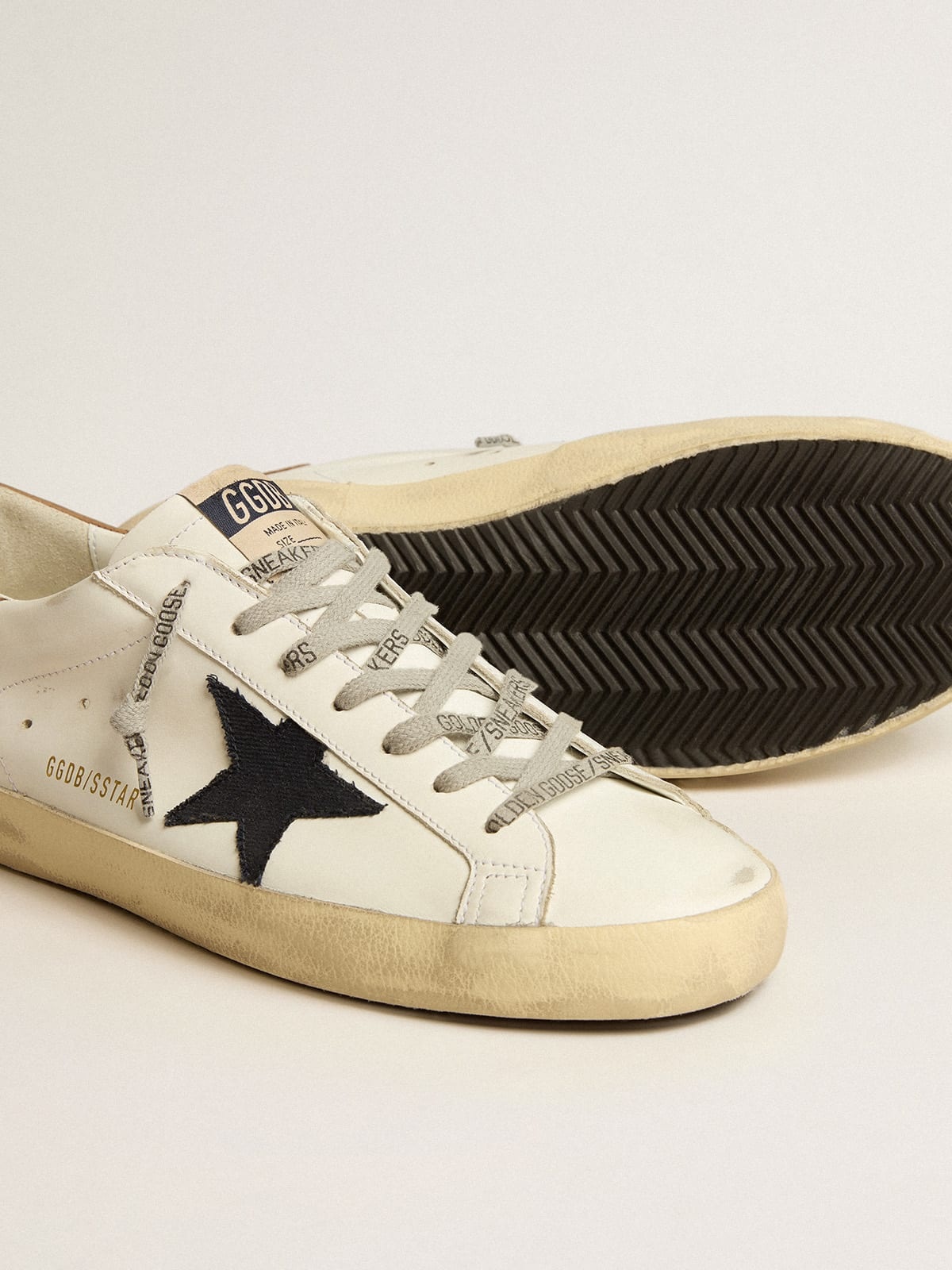 Super-Star with blue canvas star and tobacco leather heel tab - 4