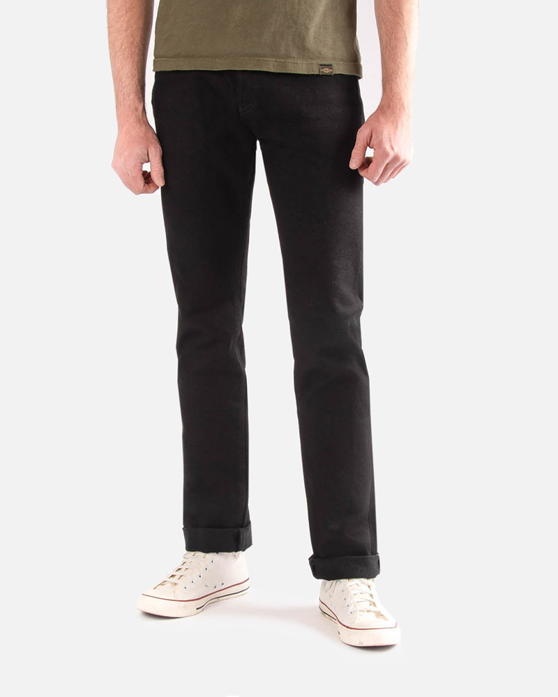 Iron Heart 21OZ SELVEDGE DENIM RELAXED TAPERED CUT JEANS - SUPERBLACK (FADES TO GREY) outlook