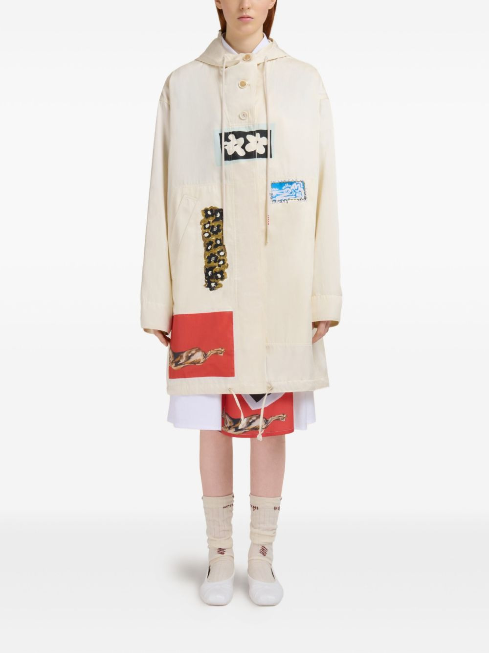 patchwork hooded parka - 2