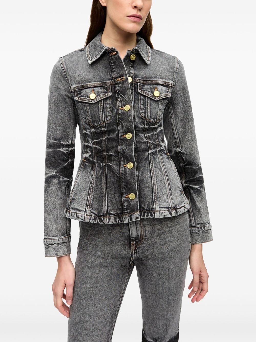 whiskering-effect denim jacket - 3