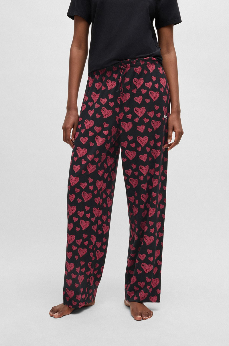 MODAL-BLEND JERSEY PAJAMA BOTTOMS WITH REPEAT HEART PRINT 2