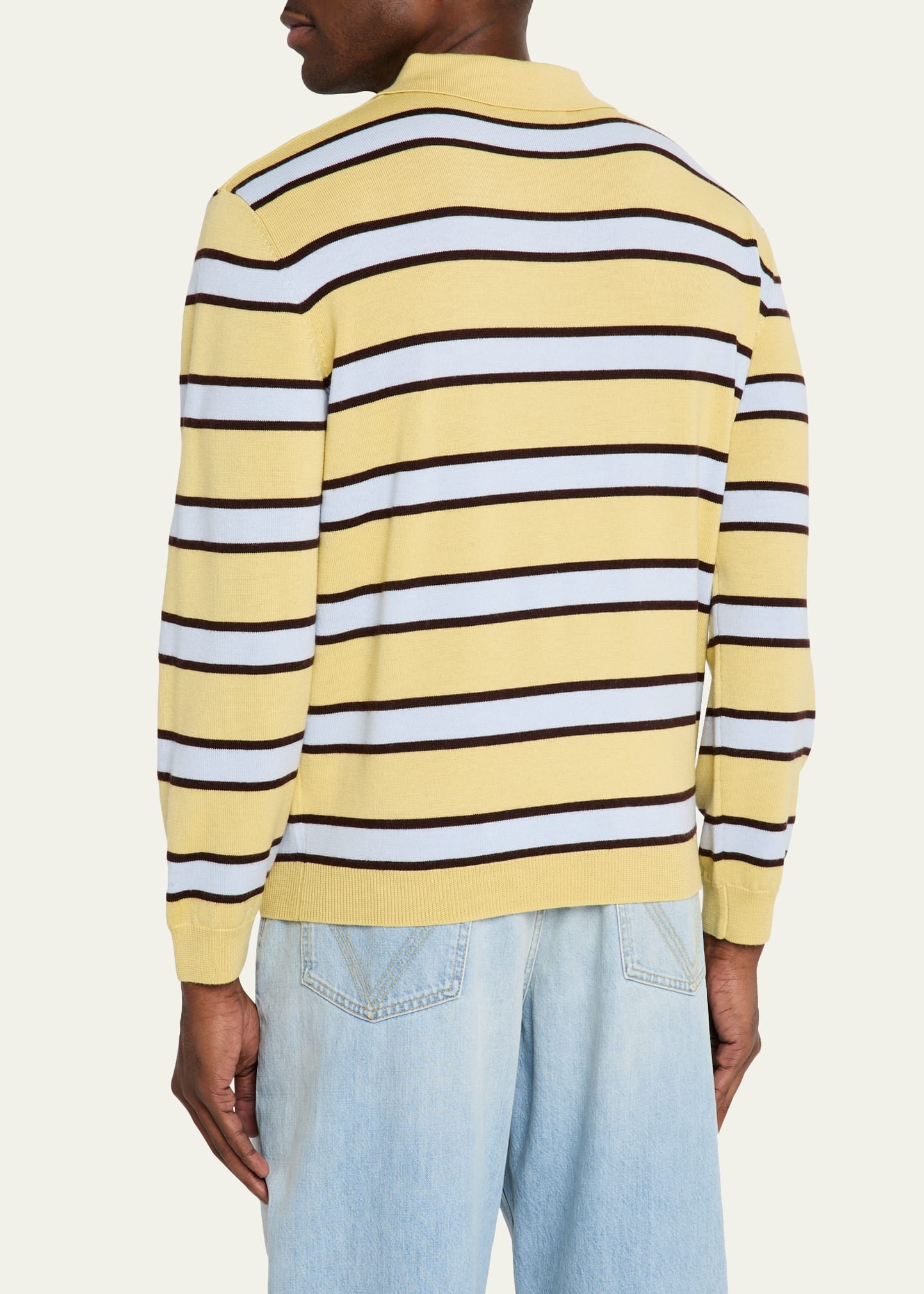Men's Fine-Gauge Block Stripe Polo Sweater - 3