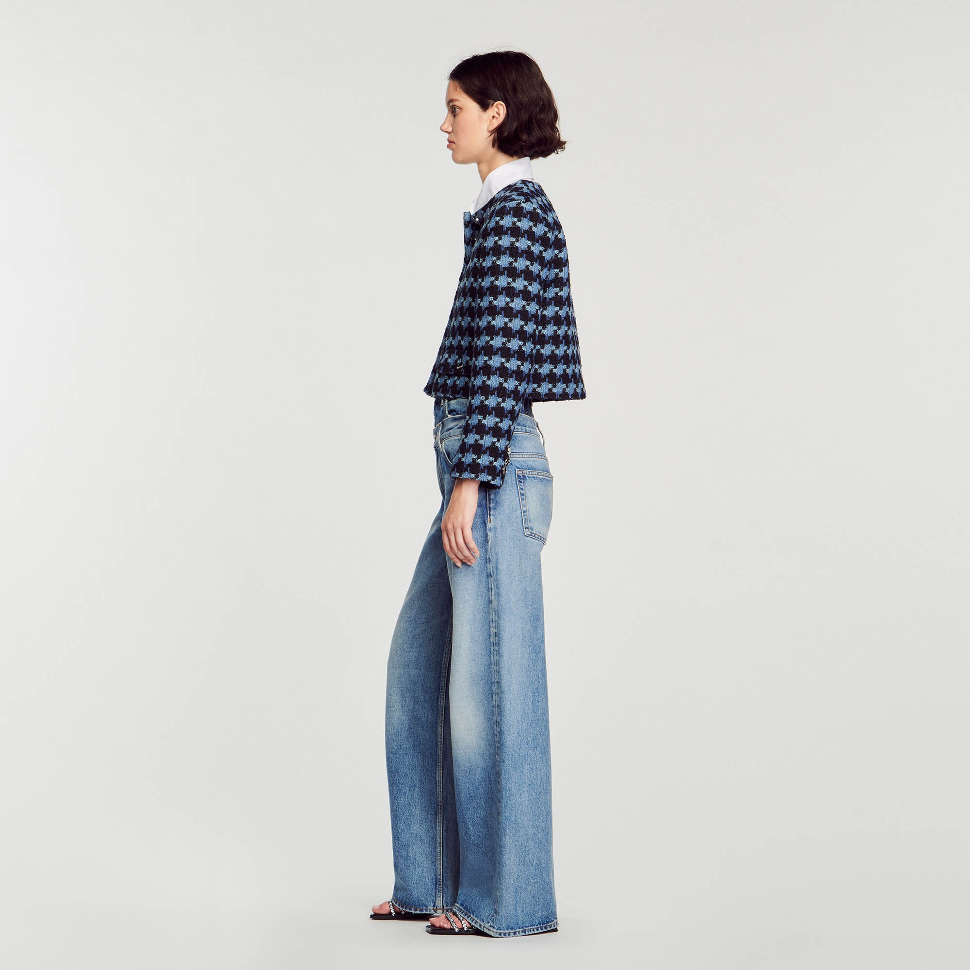 CROPPED HOUNDSTOOTH TWEED JACKET - 7
