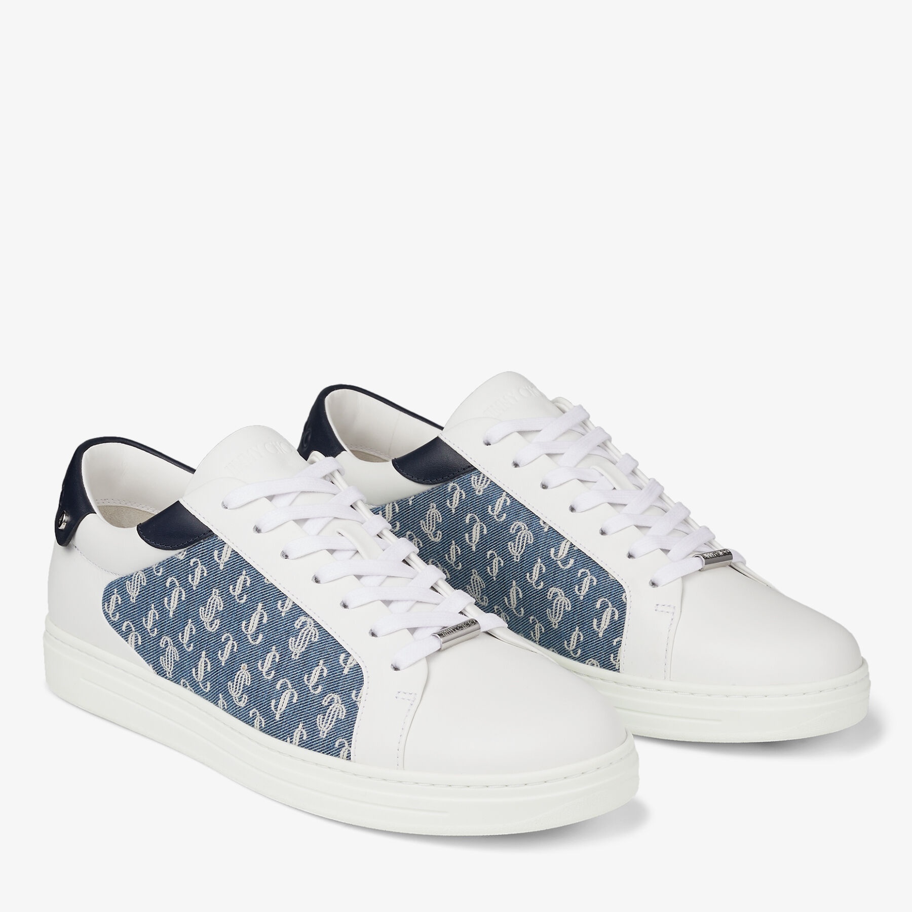 Rome/m
White Leather and Denim JC Monogram Pattern Low-Top Trainers - 2