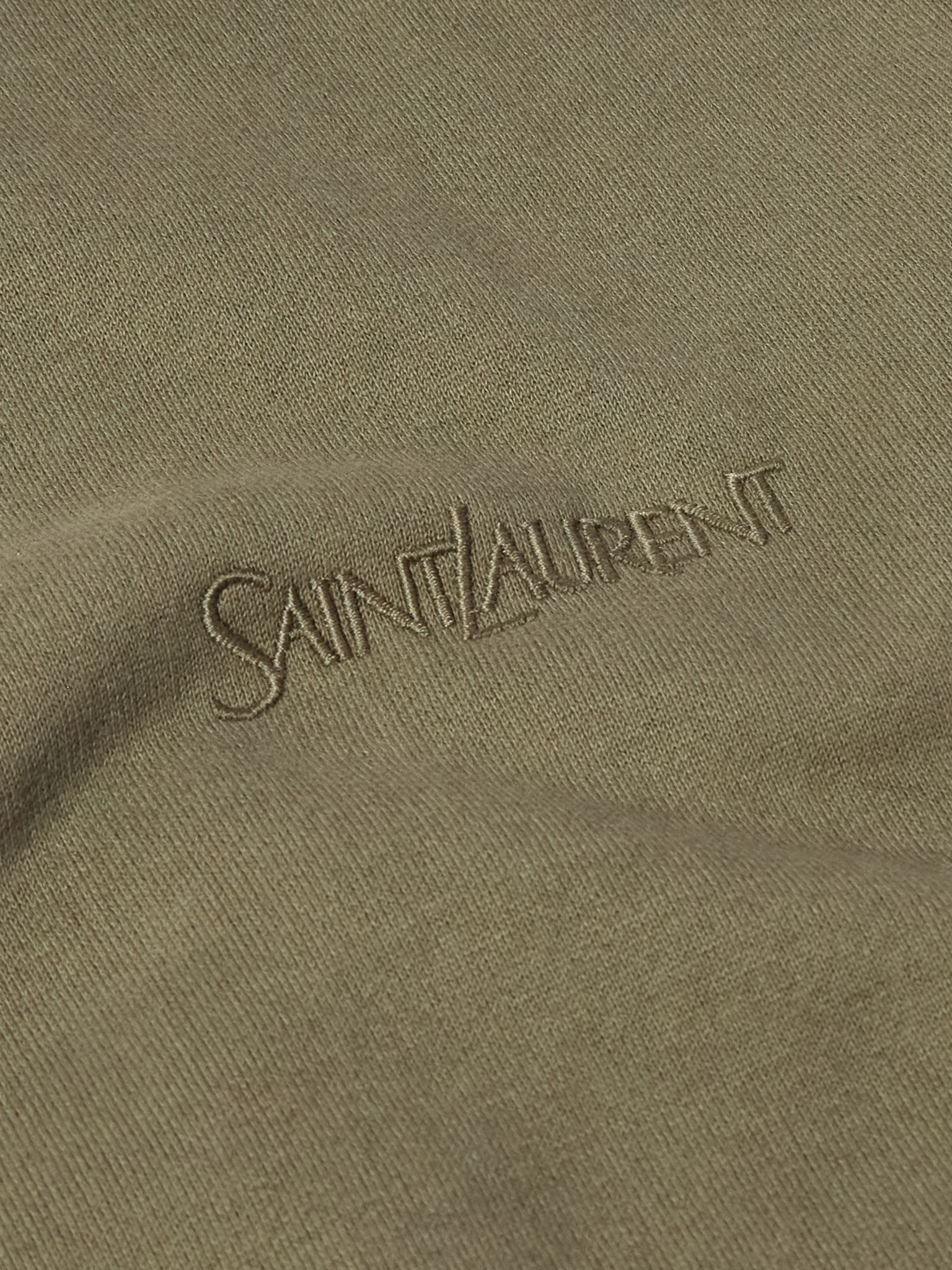 Logo-Embroidered Cotton-Jersey Hoodie Green - 4