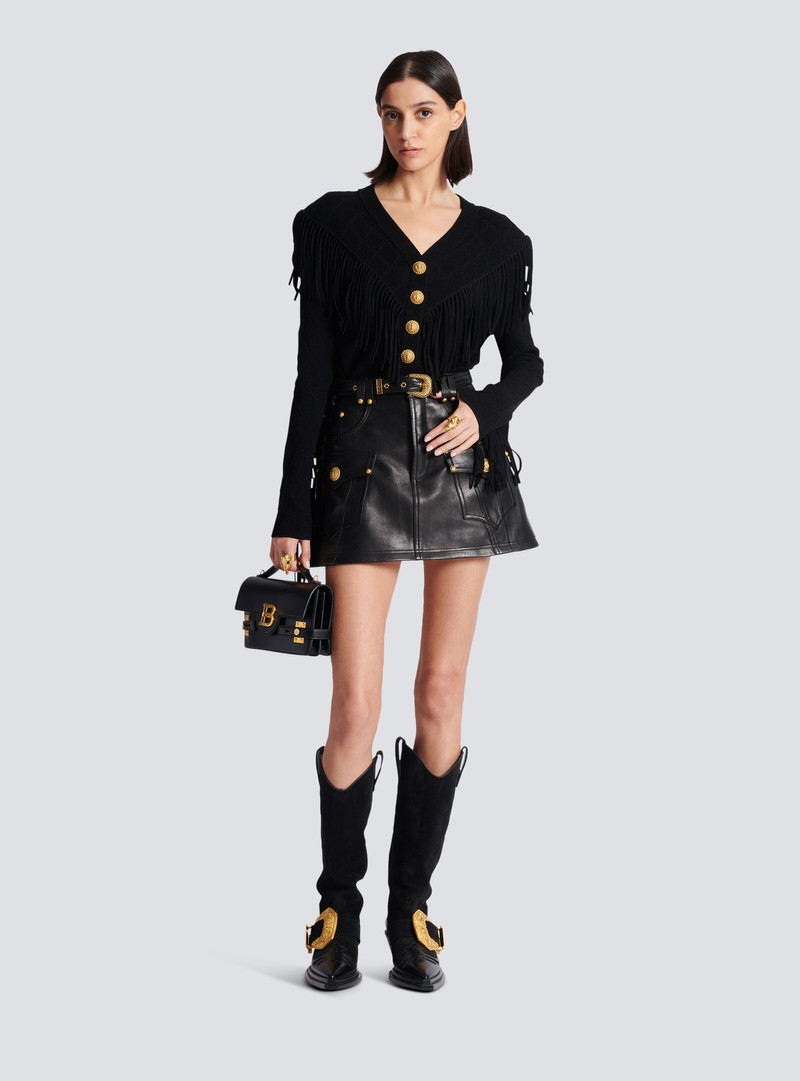 Balmain Fringed fine knit cardigan outlook