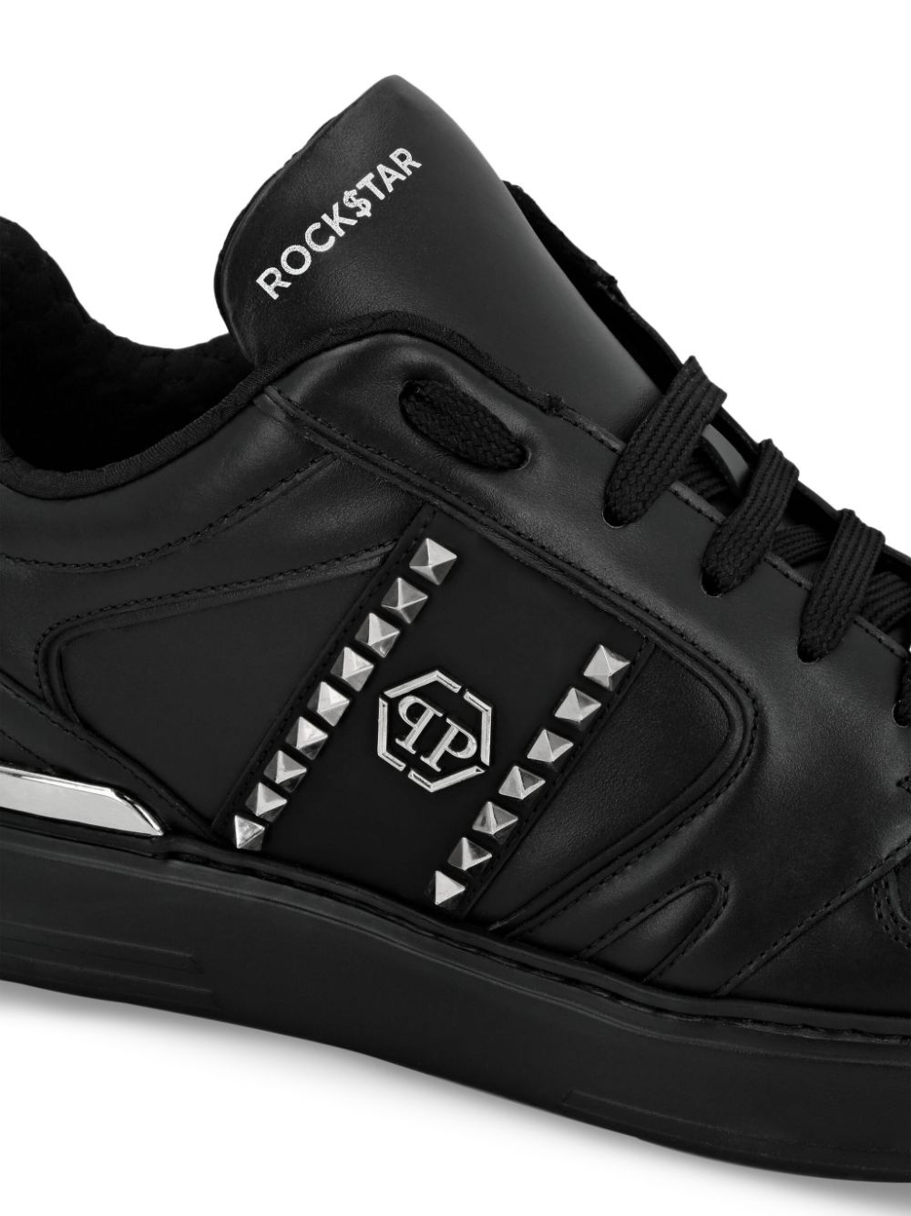 stud-embellished leather sneakers - 4