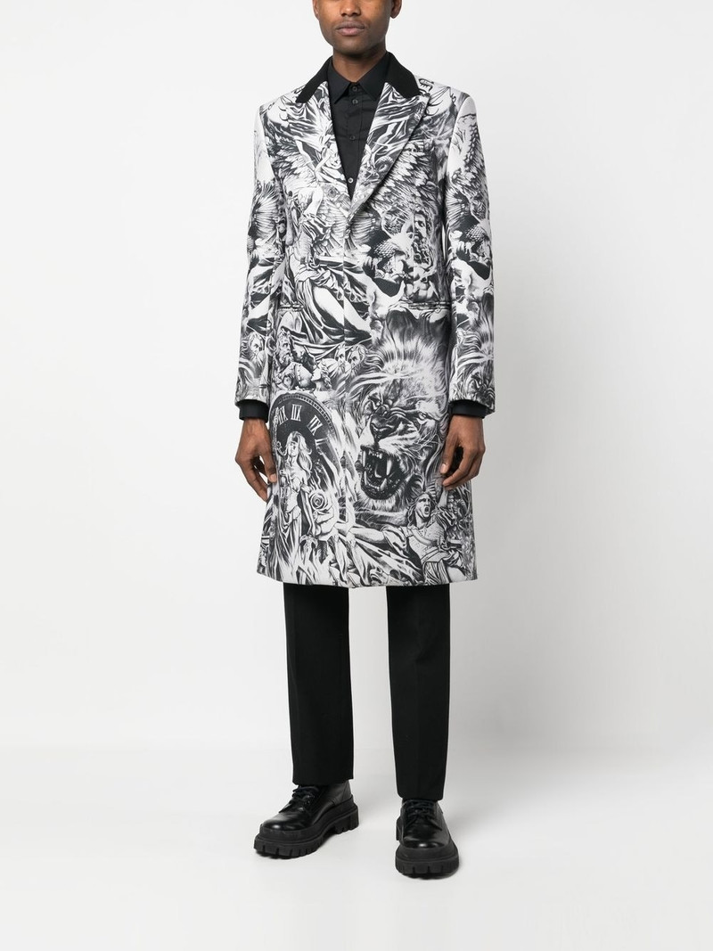 PHILIPP PLEIN tattoo-print wool coat outlook