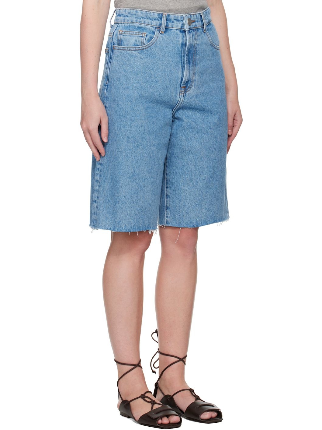 Blue Baggy Fit Denim Shorts - 2