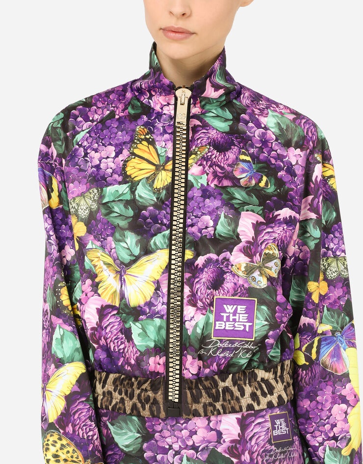 Cropped butterfly-print bomber jacket - 10