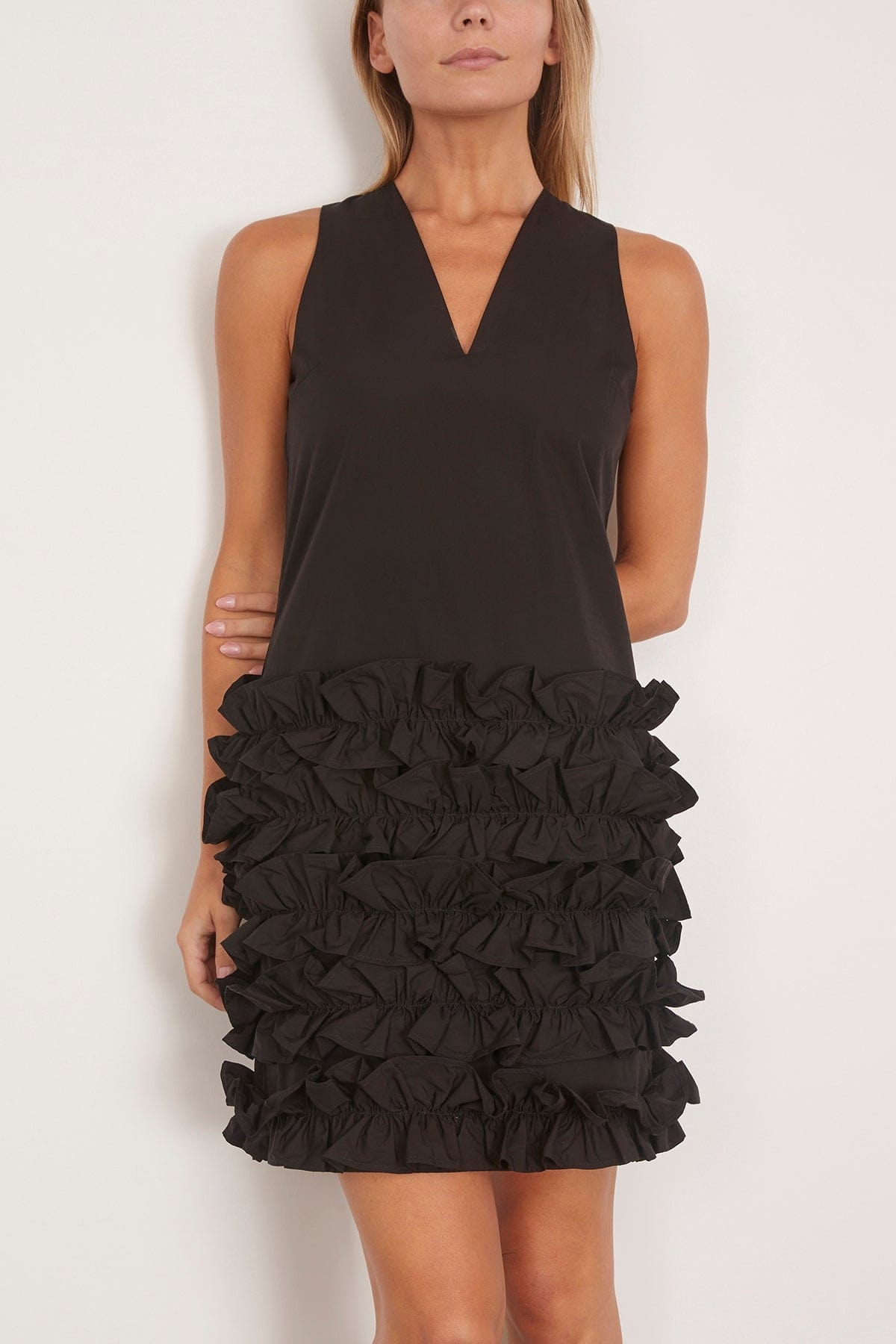 Scenic Organic Cotton Frill Dress in Black - 3
