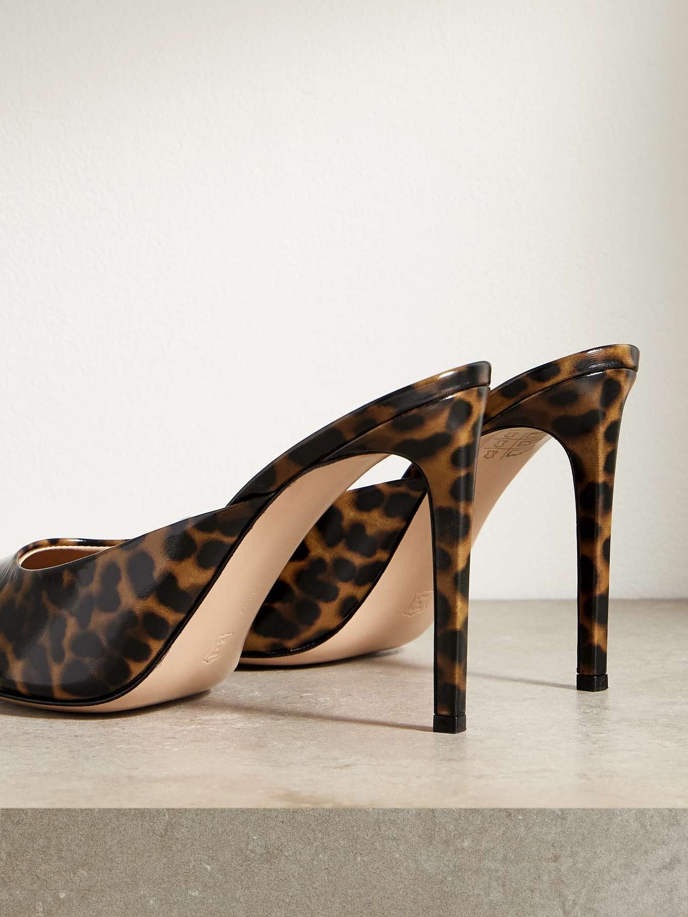 Ethel 95 leopard-print glossed-leather mules - 3