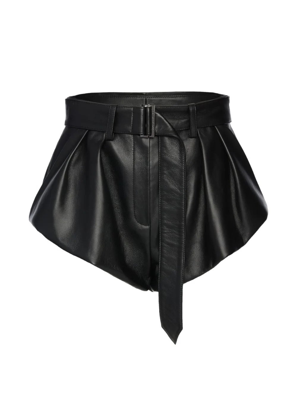 belted leather shorts - 1