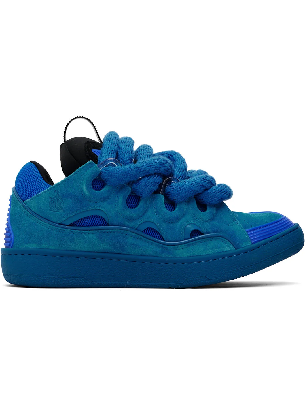 Blue Curb Leather With Snake Laces Sneakers - 1