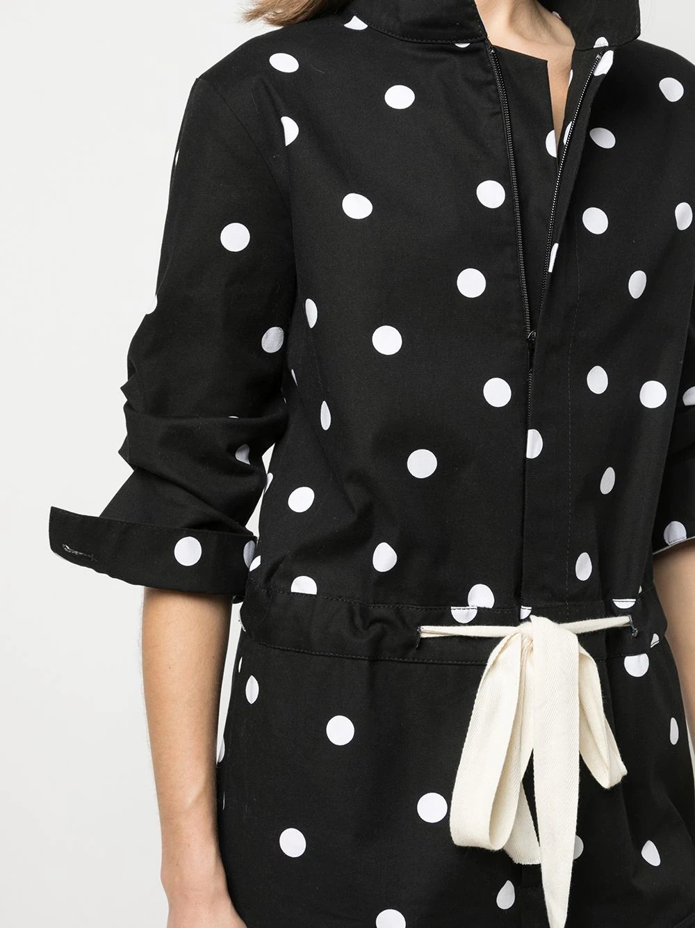 ruched-sleeve polka dot playsuit - 5