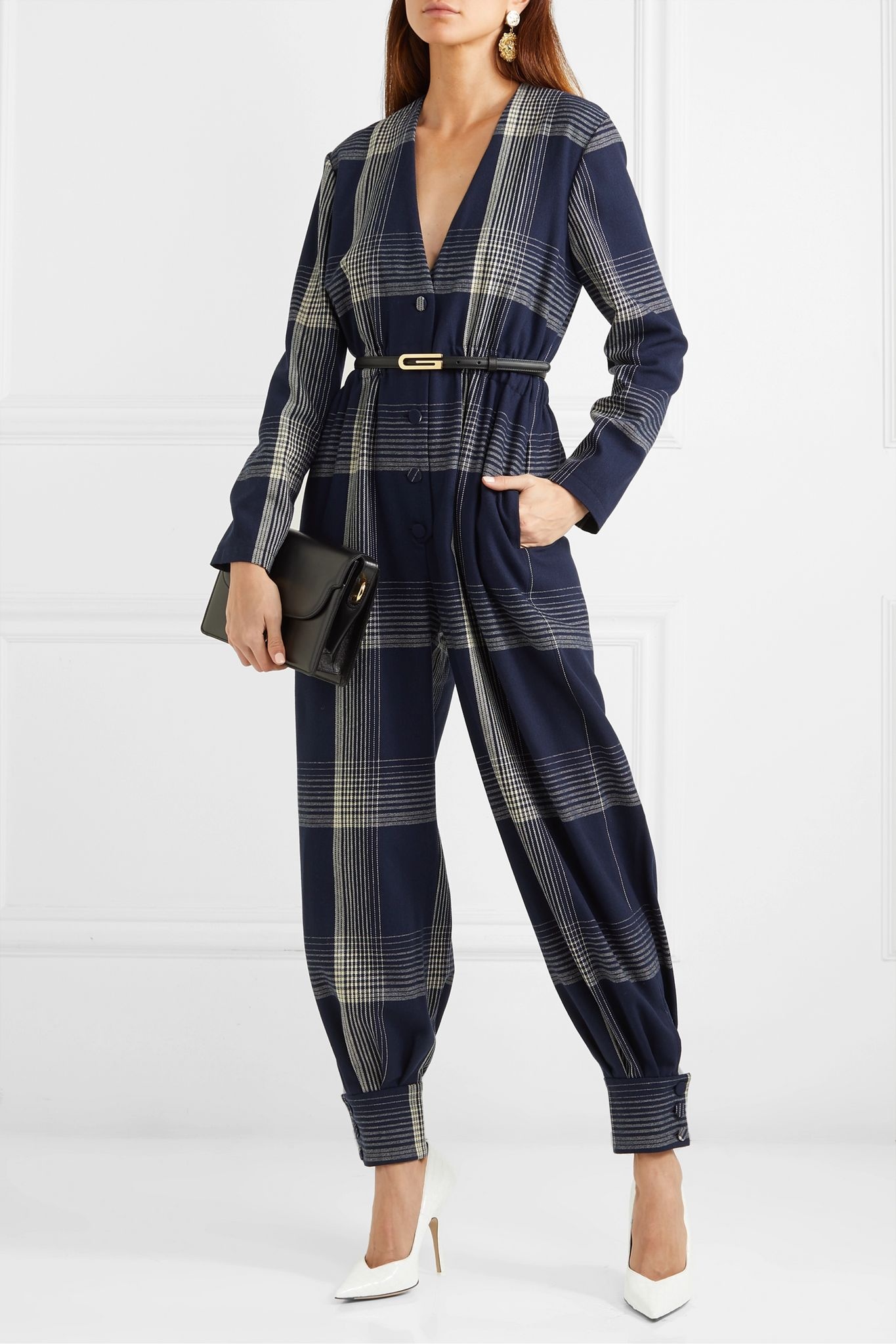 Checked wool-blend jumpsuit - 2