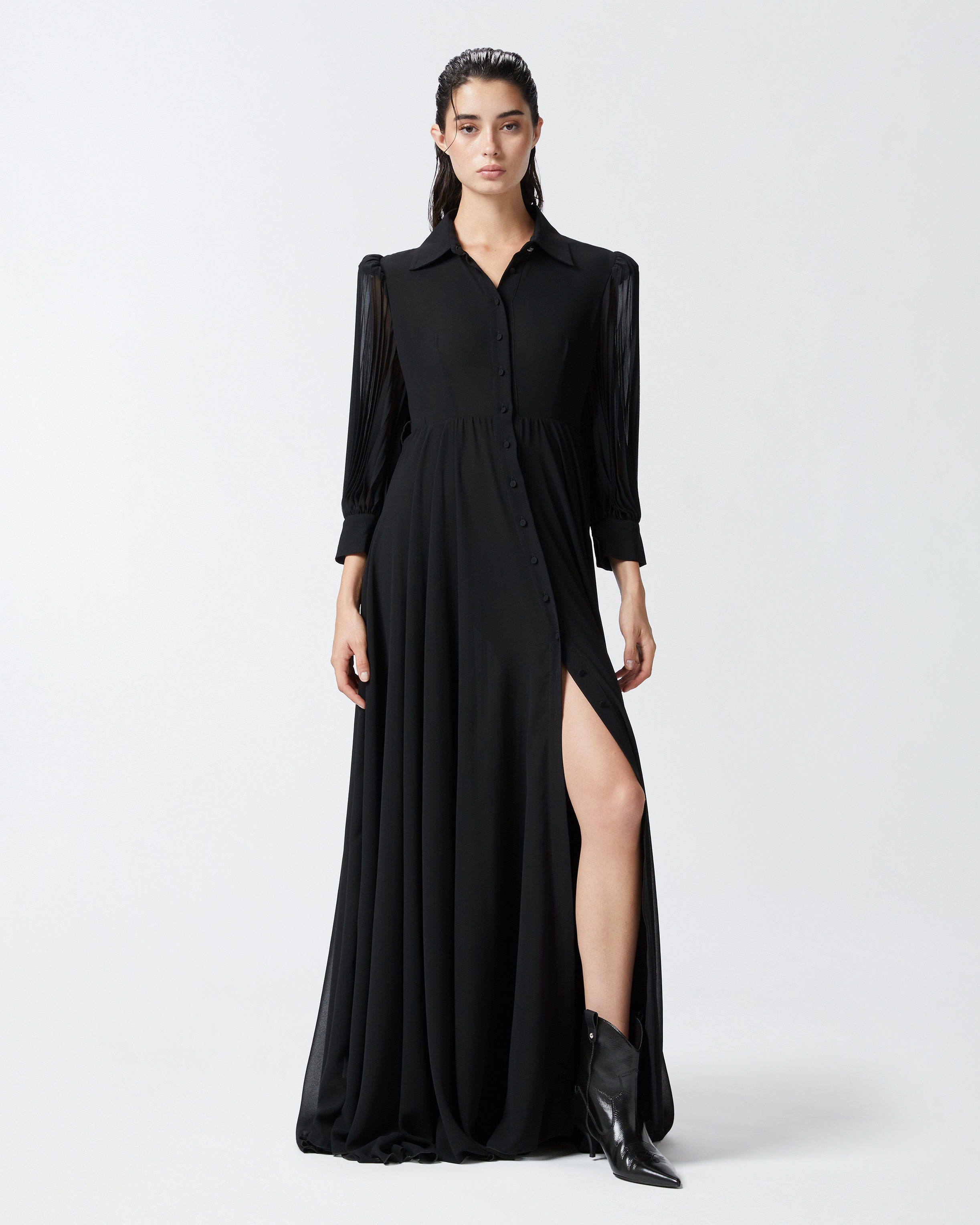 LONG SHIRT DRESS WITH TRANSPARENT BACK - 3