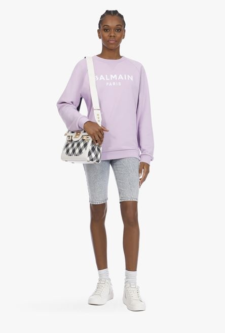 Lilac cotton sweatshirt with white Balmain logo - 2